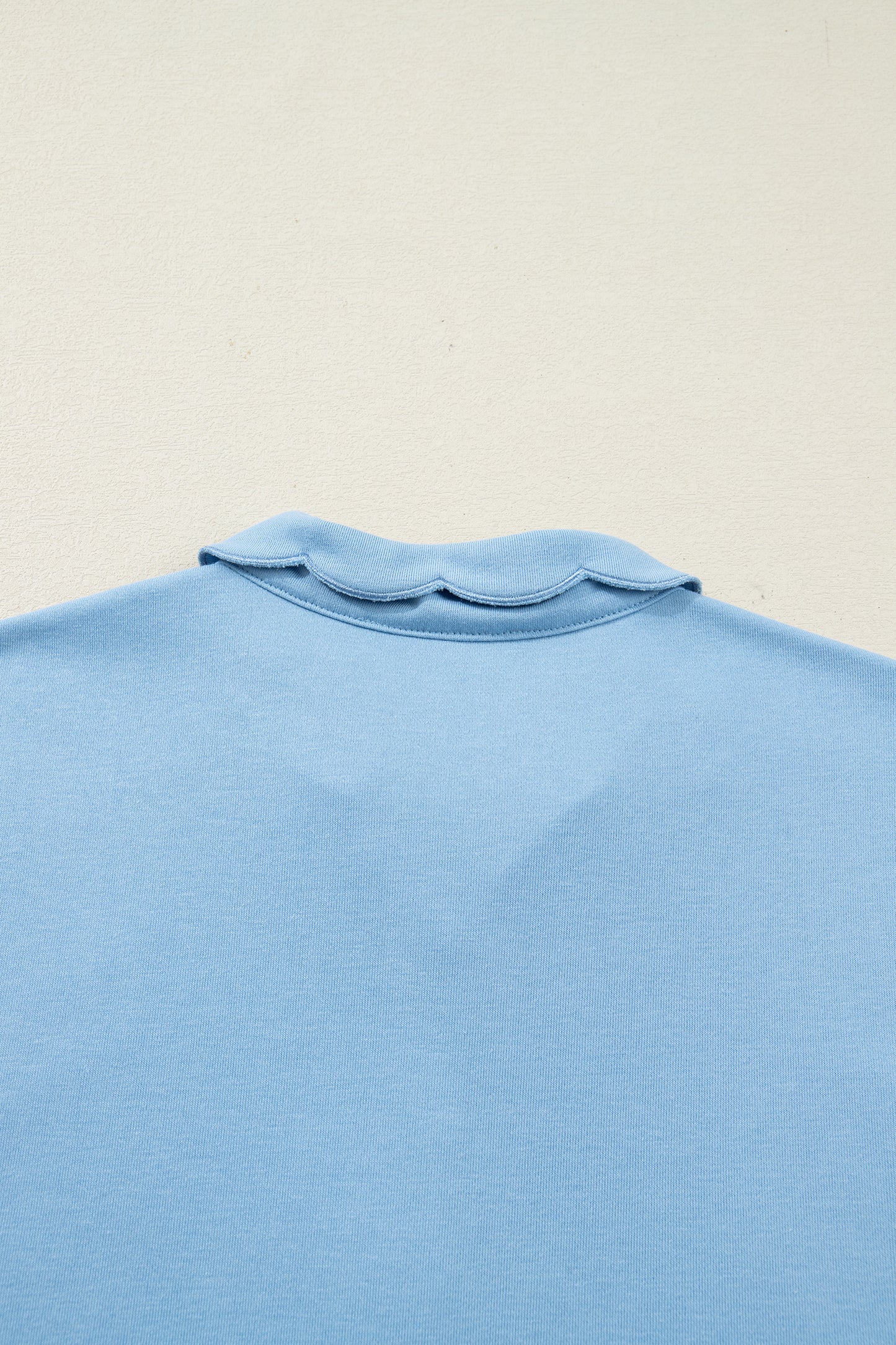 Sea Green Solid Color Snap Button Polo Collar Short Sleeve Scallop Hem Mini Dress