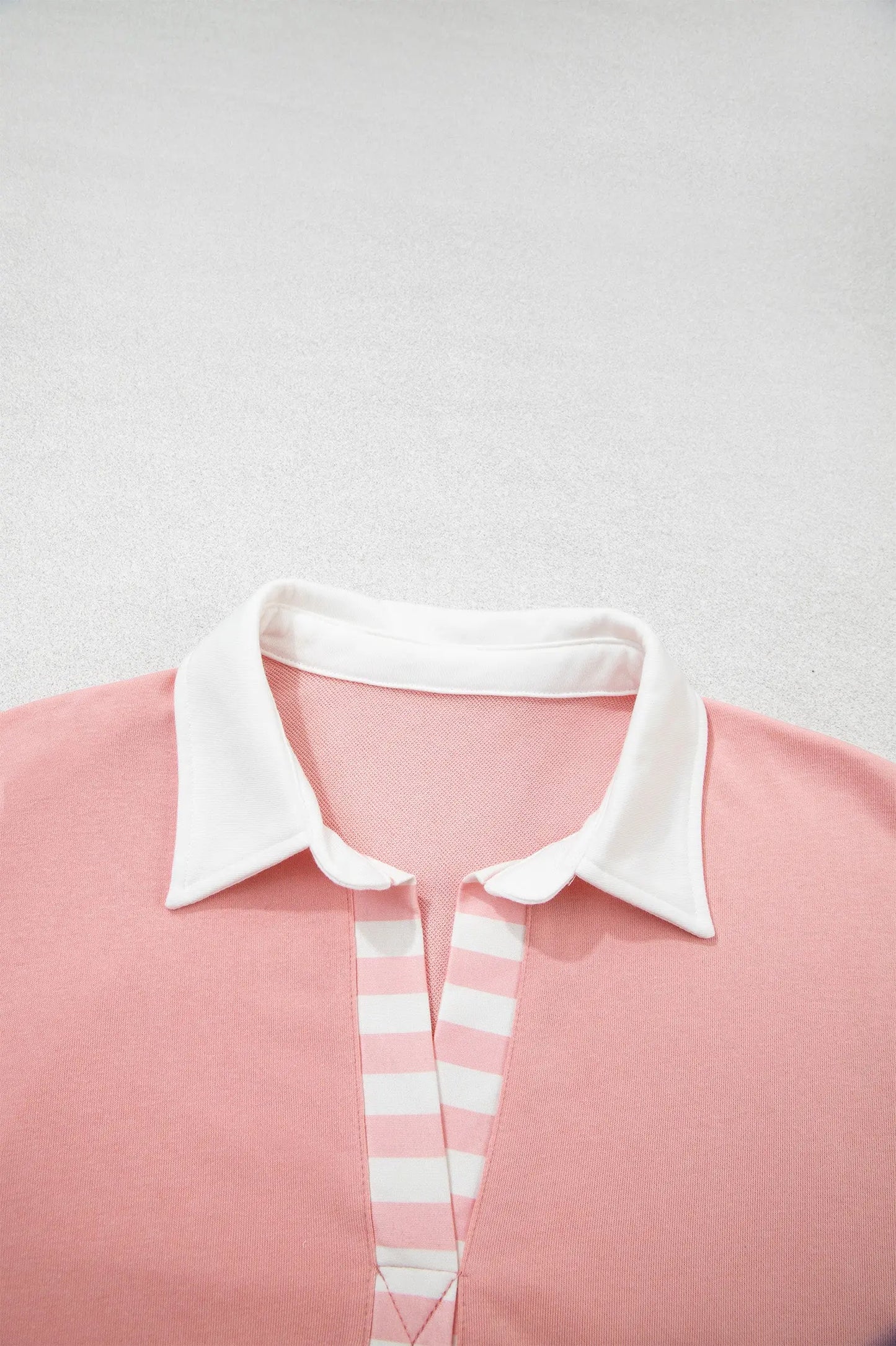 Gossamer Pink Striped Color Block Pullover Top Drawstring Shorts Set