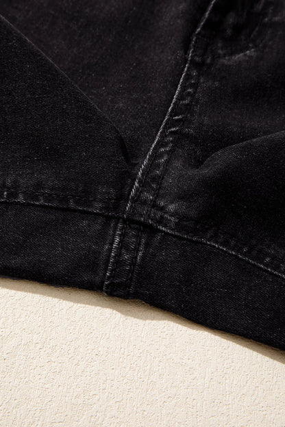 Black Studded Detail Straight Leg Casual Loose Jeans
