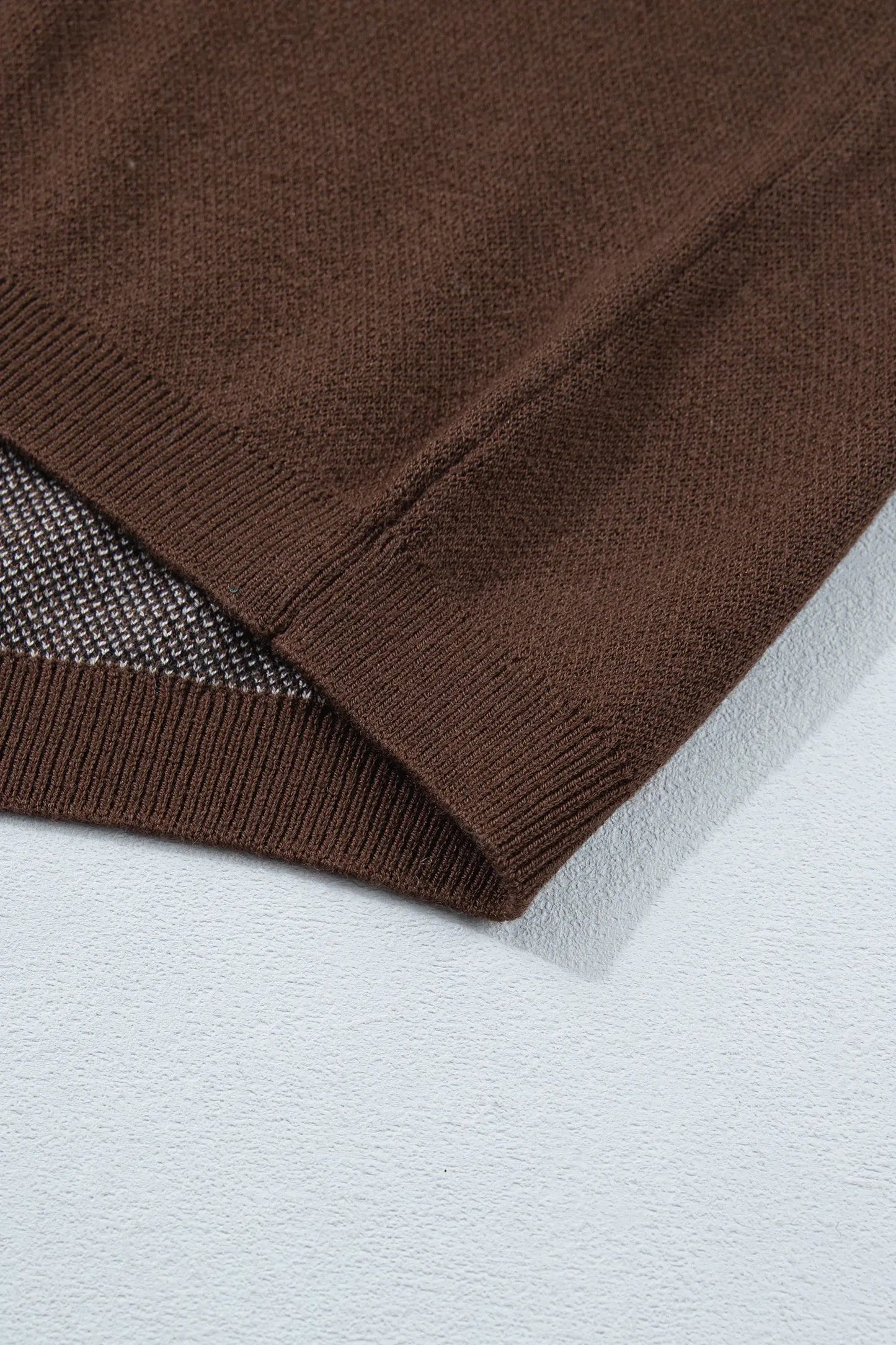 Brown Western Print Short Sleeve Knit Casual Sweater