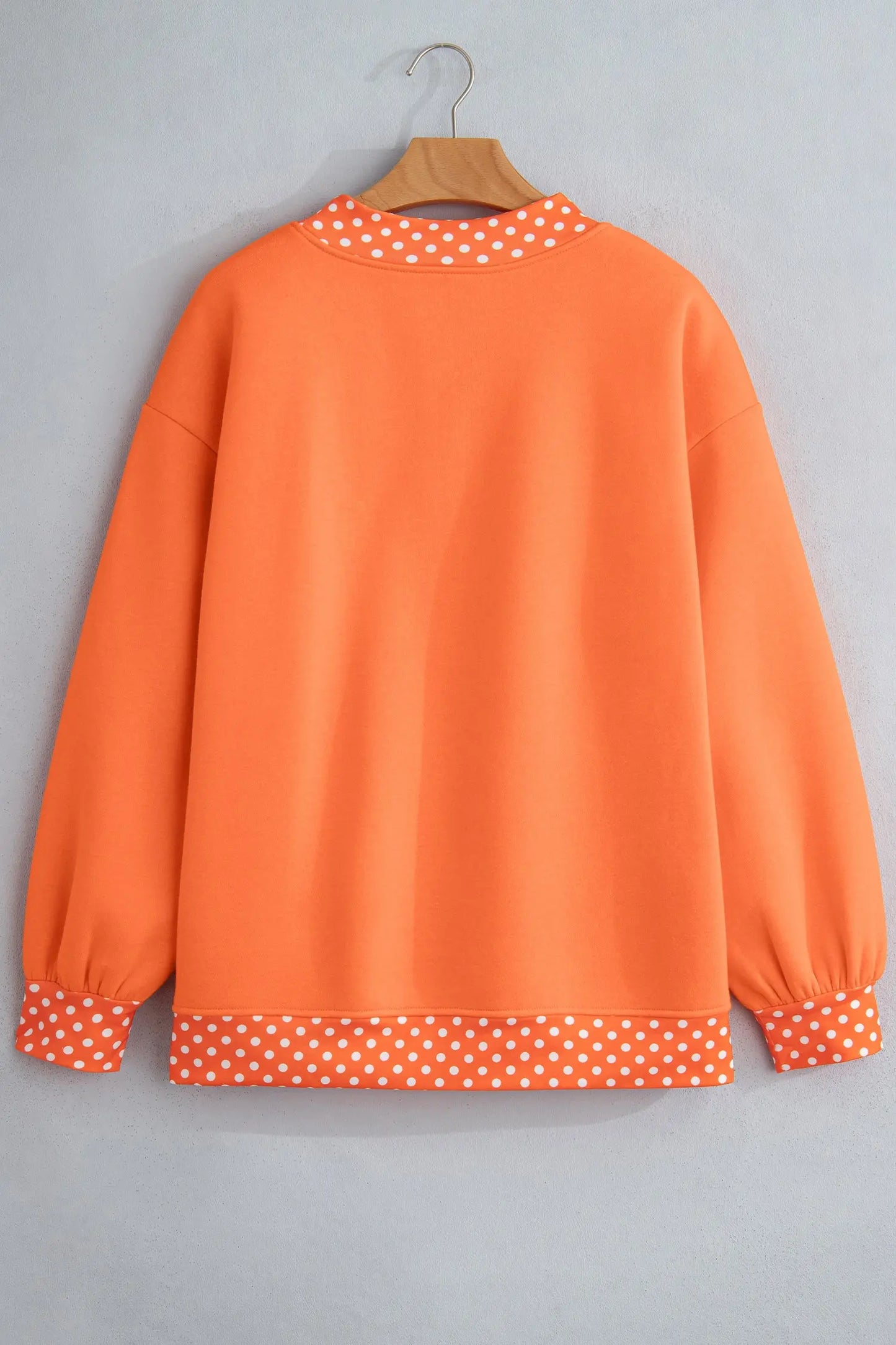 Pink Colorblock Polka Dot Contrast Trim Oversized Sweatshirt