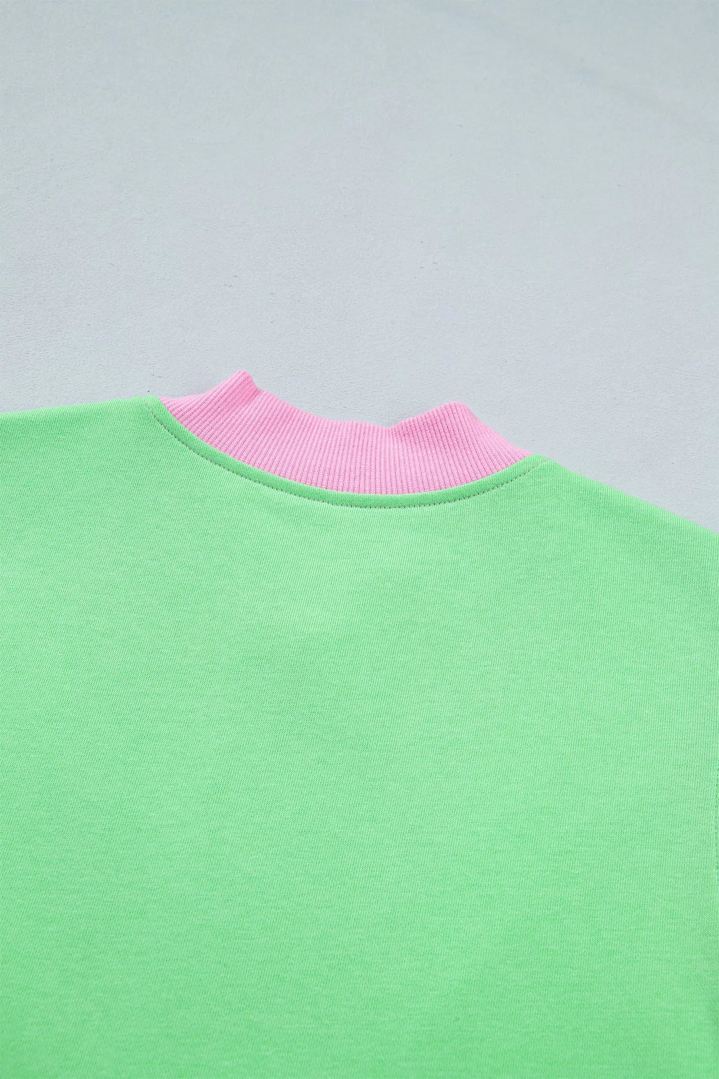 Green Color Block Accent Half Zip Top Athleisure Shorts Set