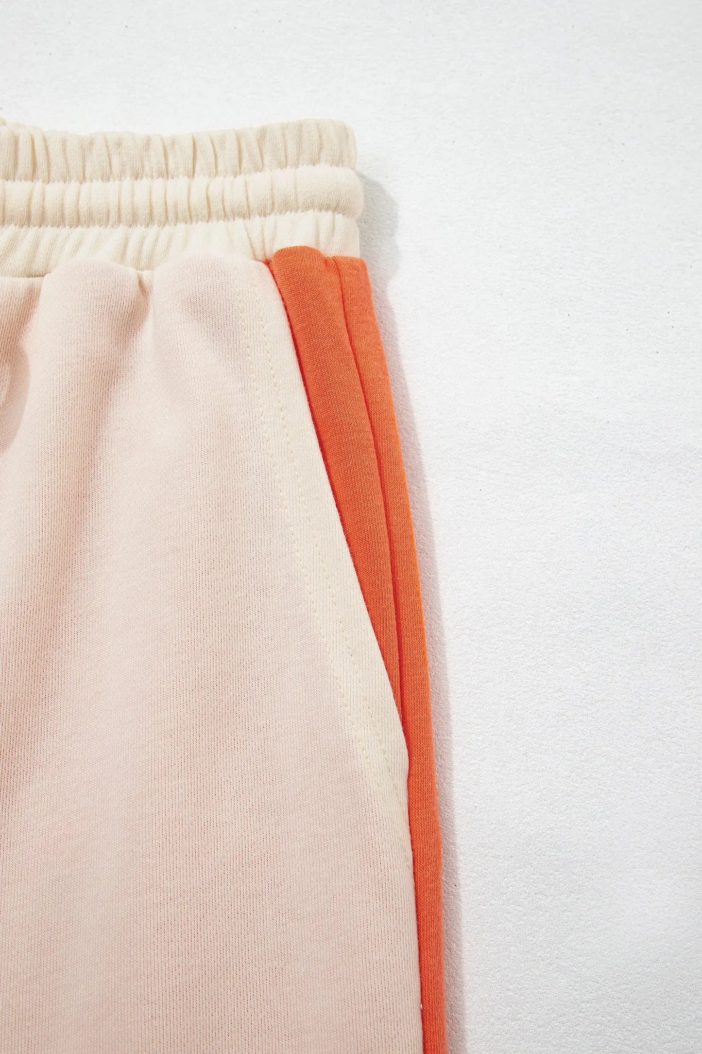 Fiery Red Raw Seam Colorblock Wide Leg Ankle Length Casual Pants