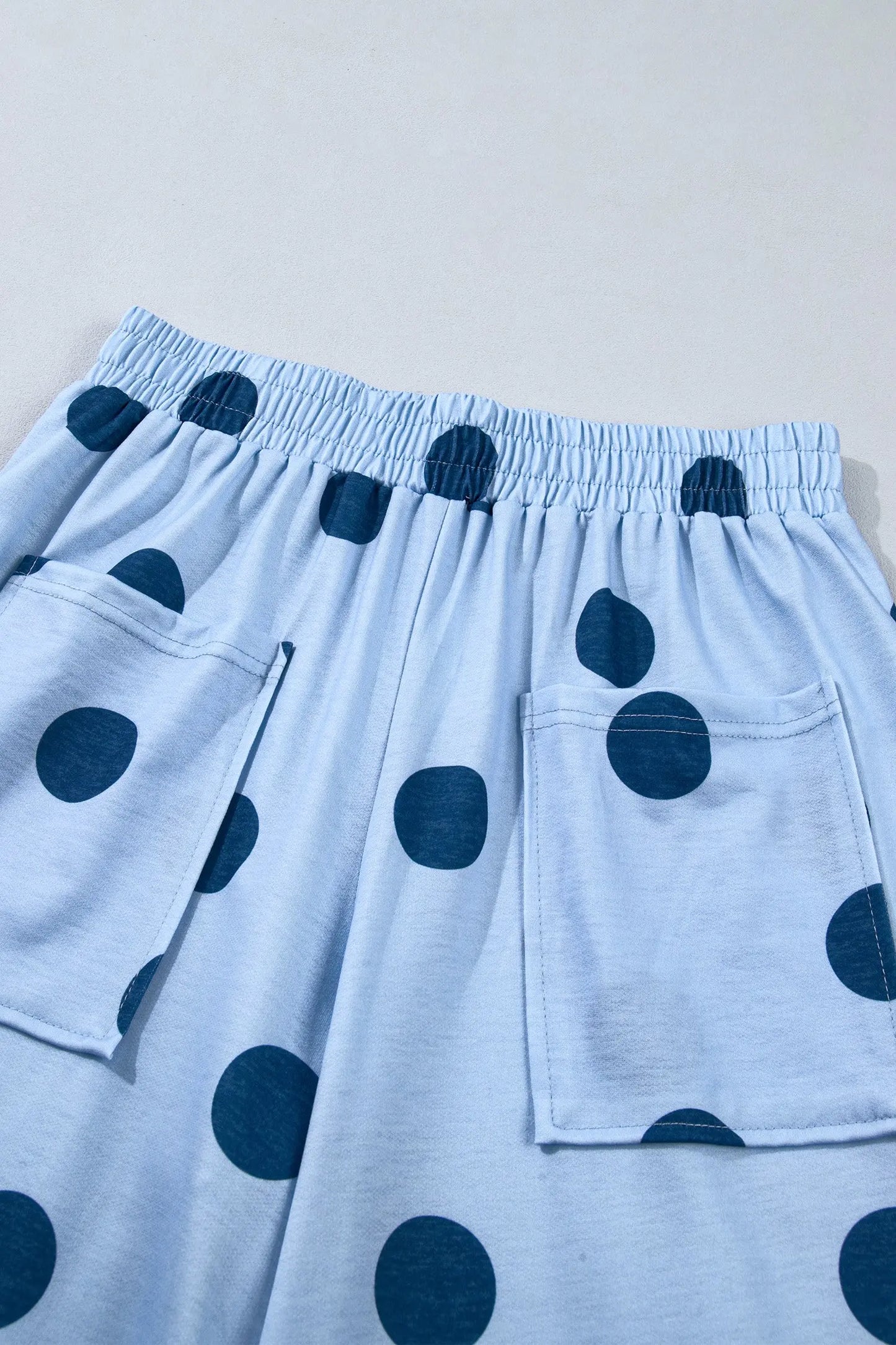 Brown Polka Dot Wide Leg Elastic Waist Casual Pants