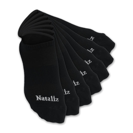 Nataliz® black low cut ankle socks, 7 pairs, 85% combed cotton