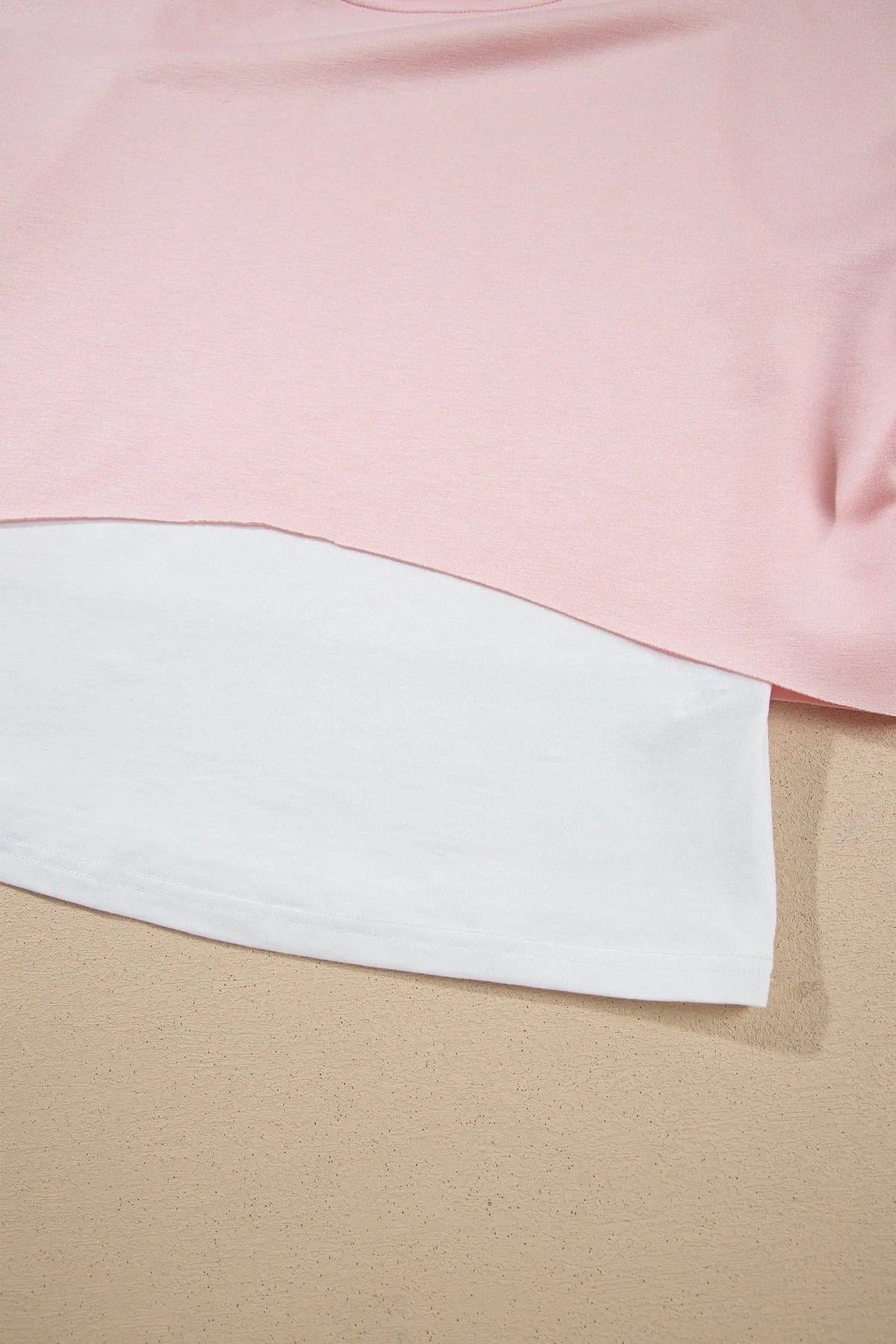 Color Contrast Overlay Long Sleeve Top Drawstring Loose Pant Set