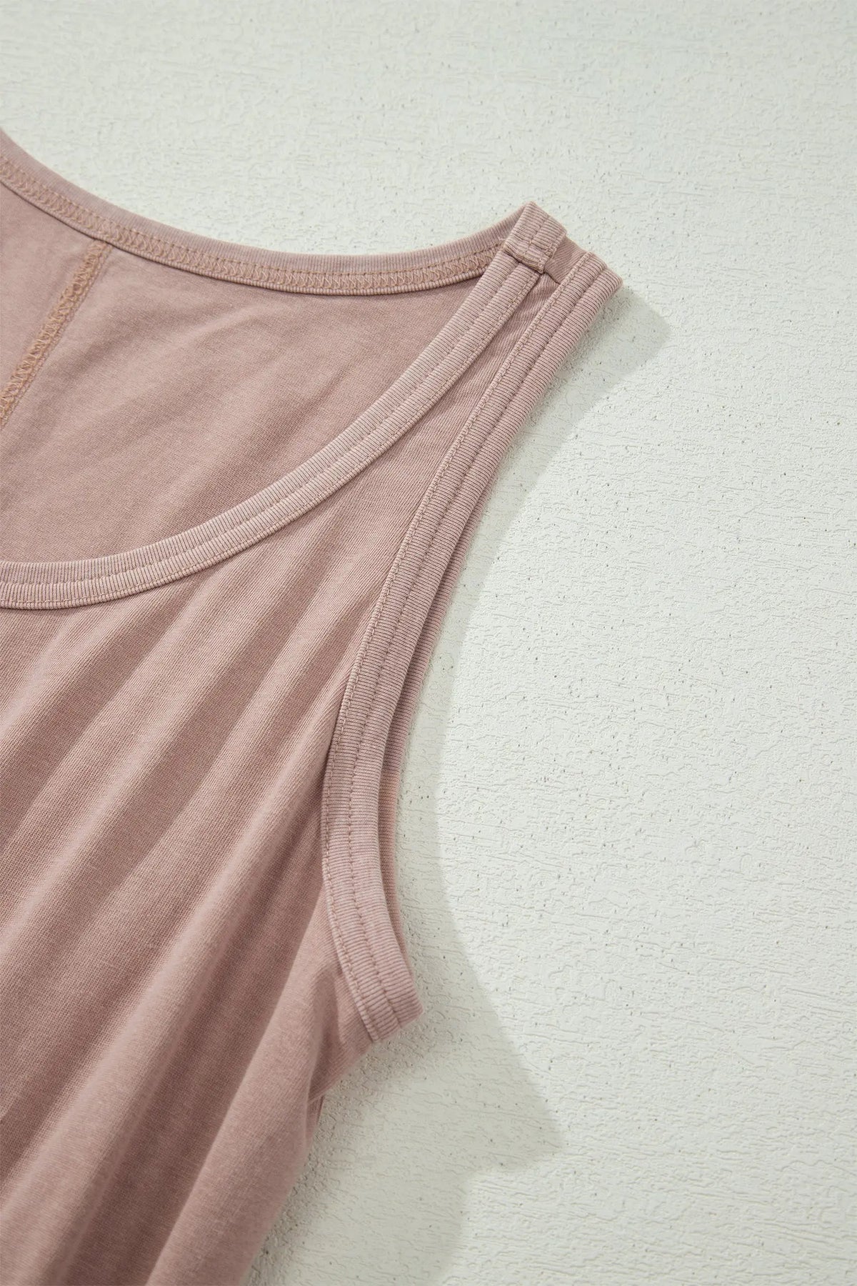 Cotton Smoke Gray Mineral Wash U Neck Elastic Waist Sleeveless Mini Dress