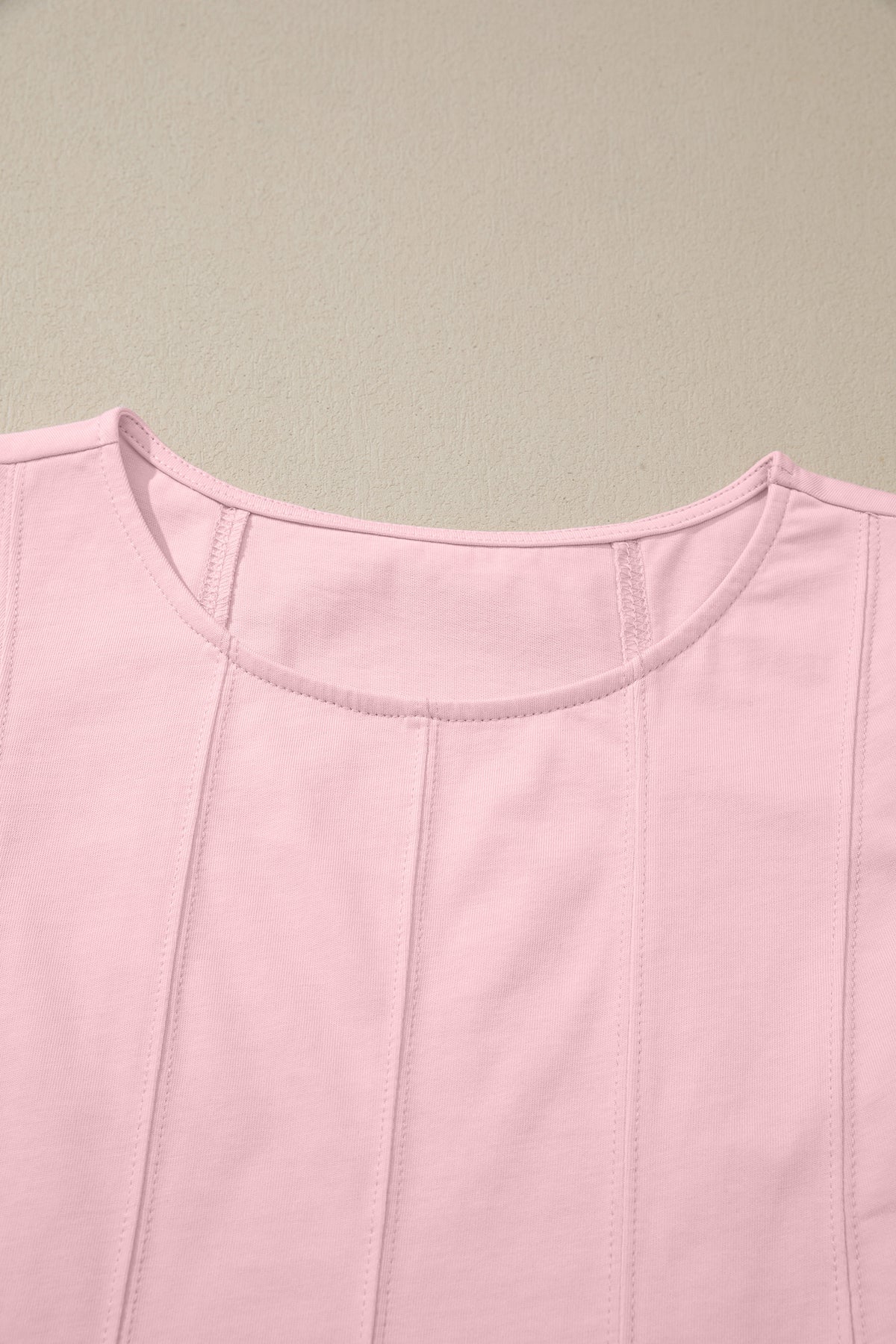 Cotton Stitched Detail Loose Tank Top 2pcs Short Set