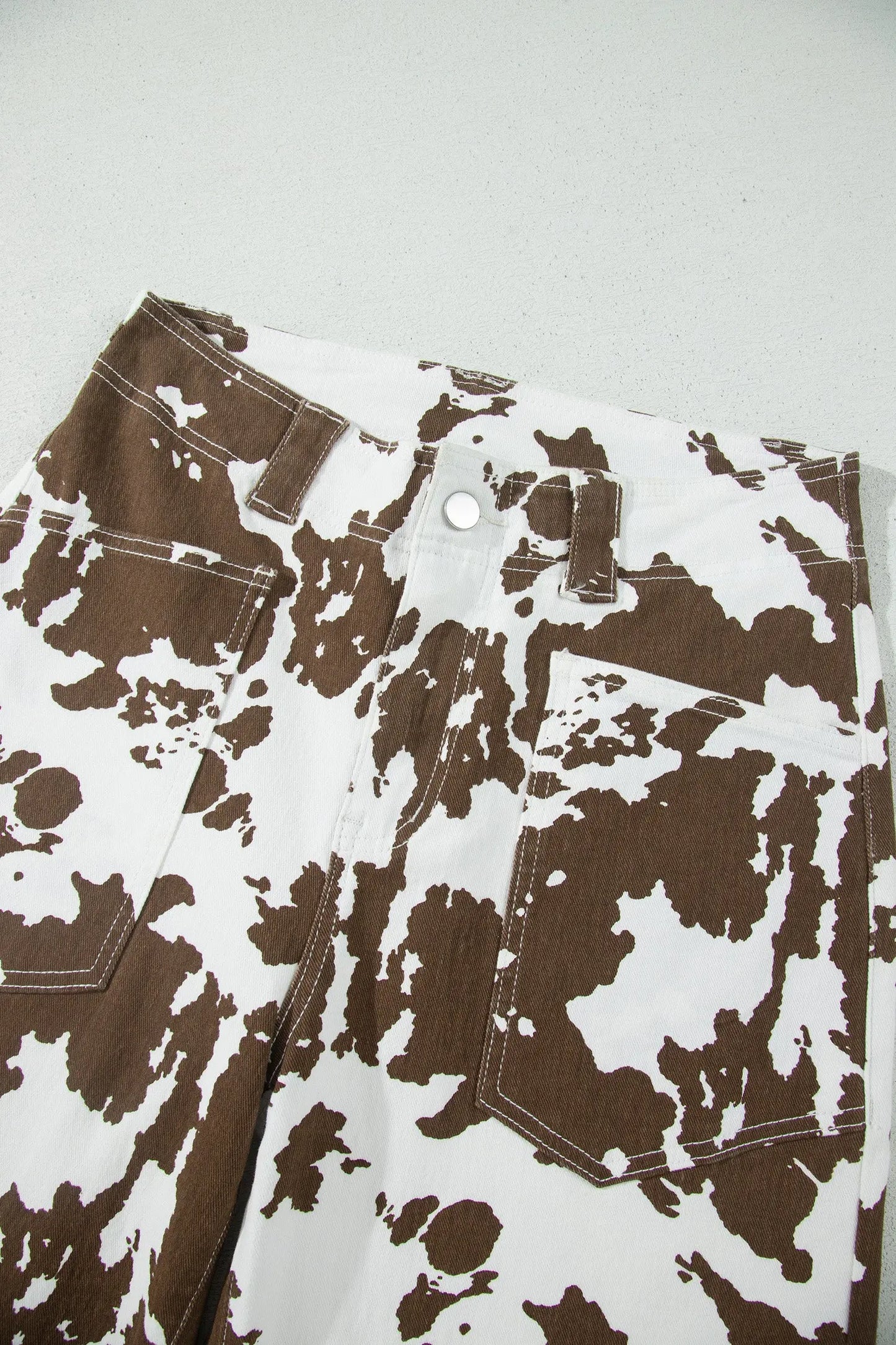Brown Abstract Pattern Regular Fit Full-Length Western Style Jeans
