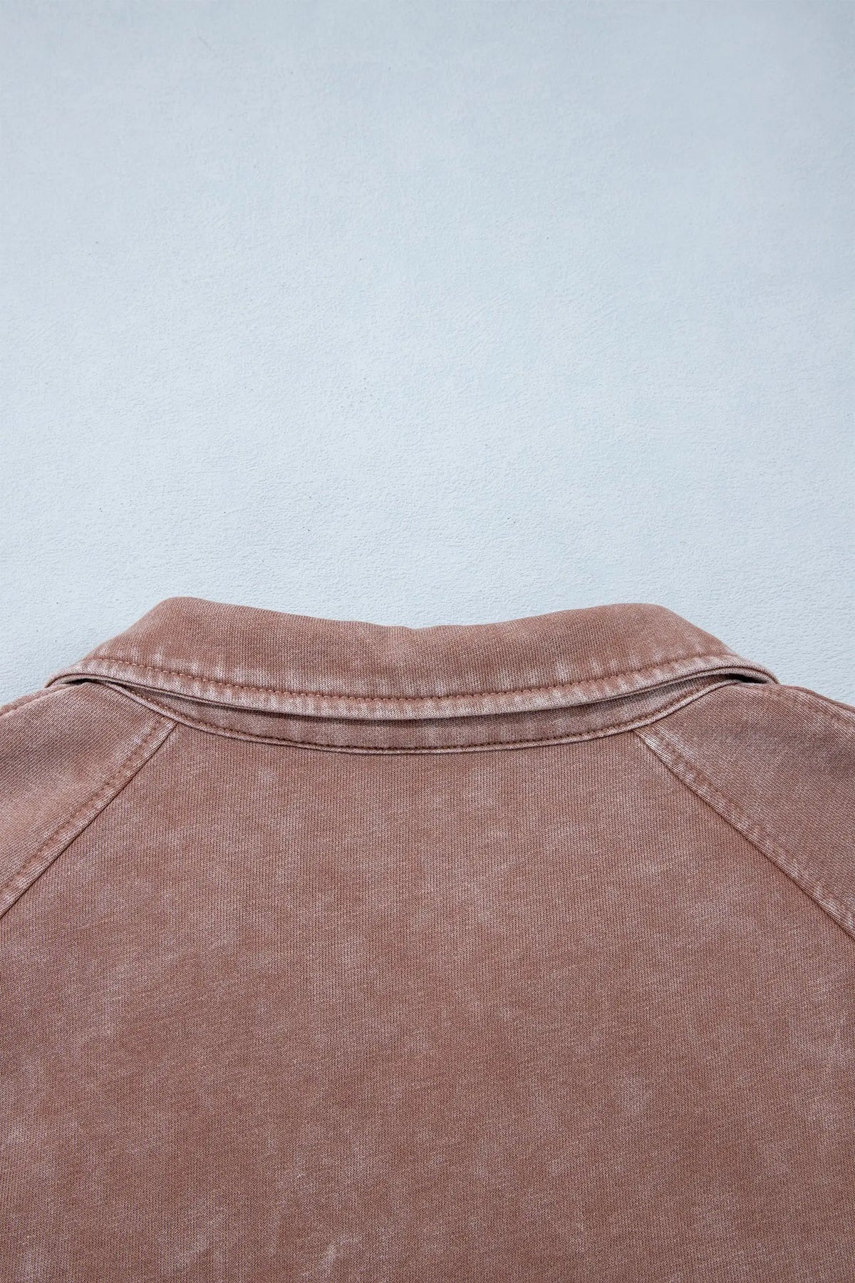 Chestnut vintage half-zip long sleeve ribbed sweatshirt detail view · nz-alt-v1