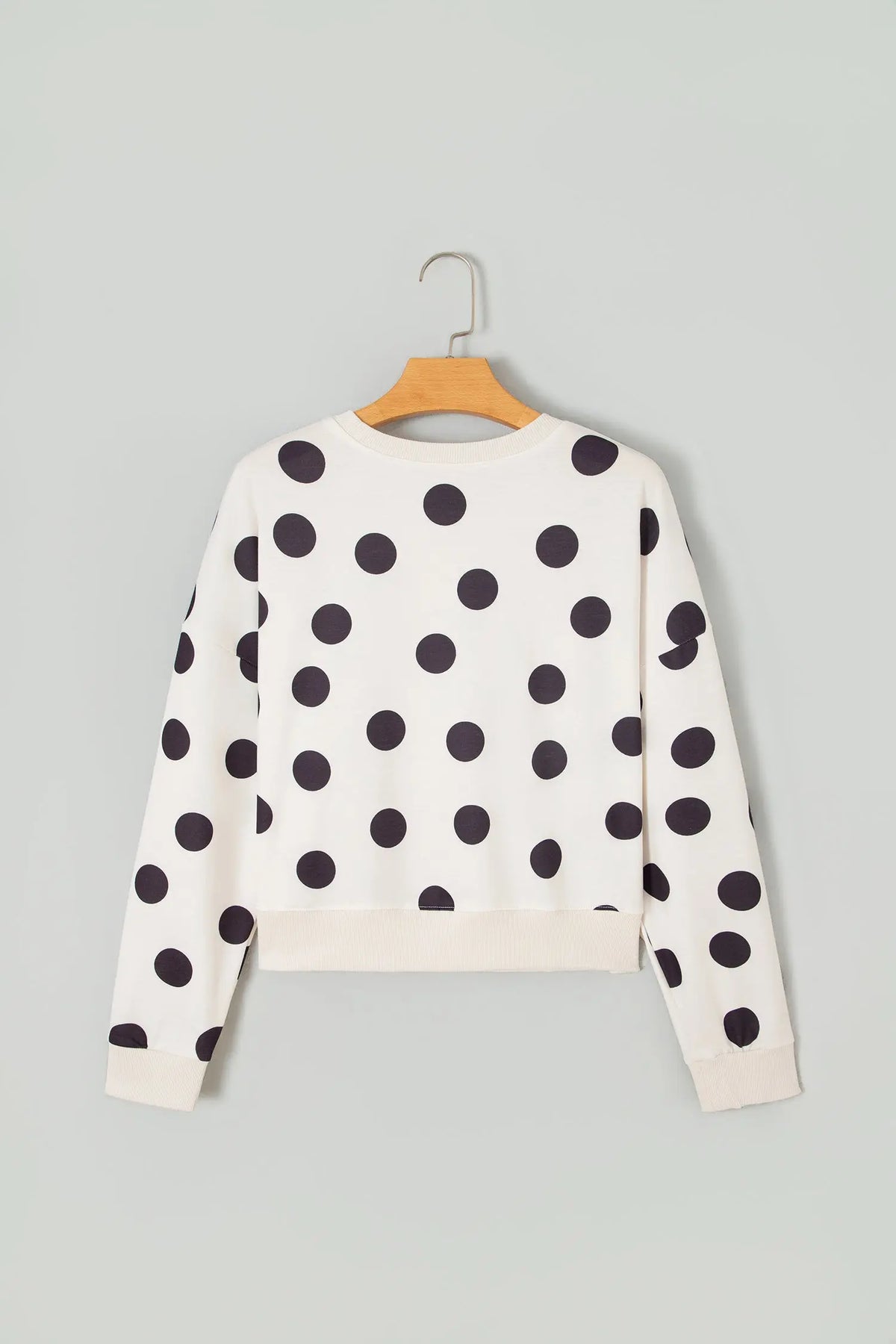 Casual Polka Dot Round Neck Pullover Sweatshirt