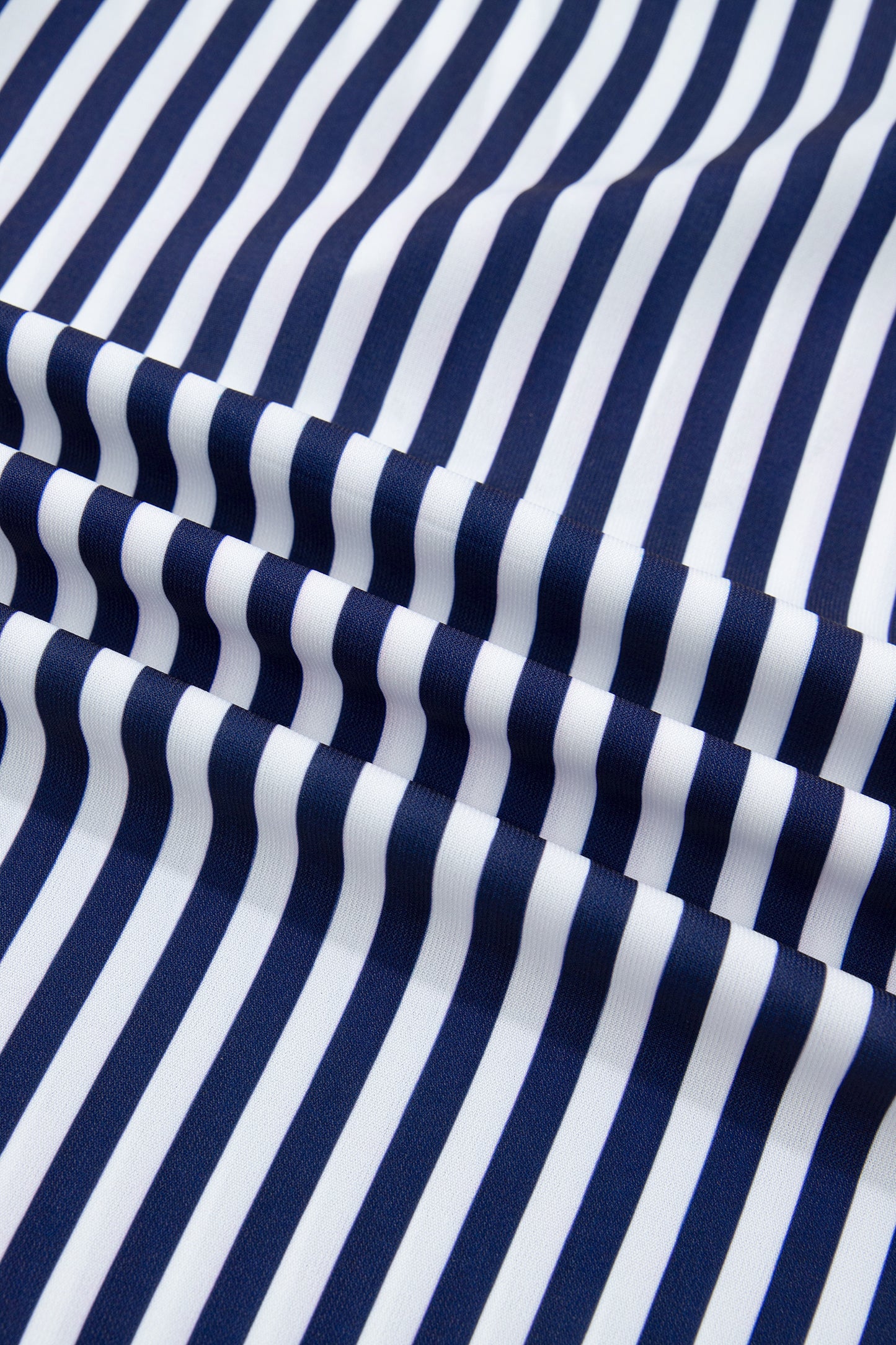 Blue Stripe V Neck Lace Contrast Ruffle Trim Tank Top