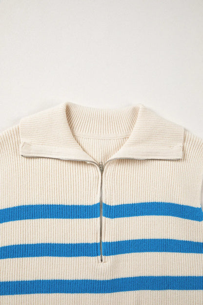 Chicory Coffee Ribbed Half Zip Collared Sweater Vest