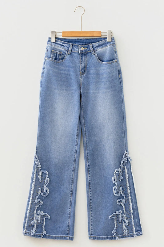 Ashleigh Blue Embroidered Western Print Flare Leg Full Length Jeans