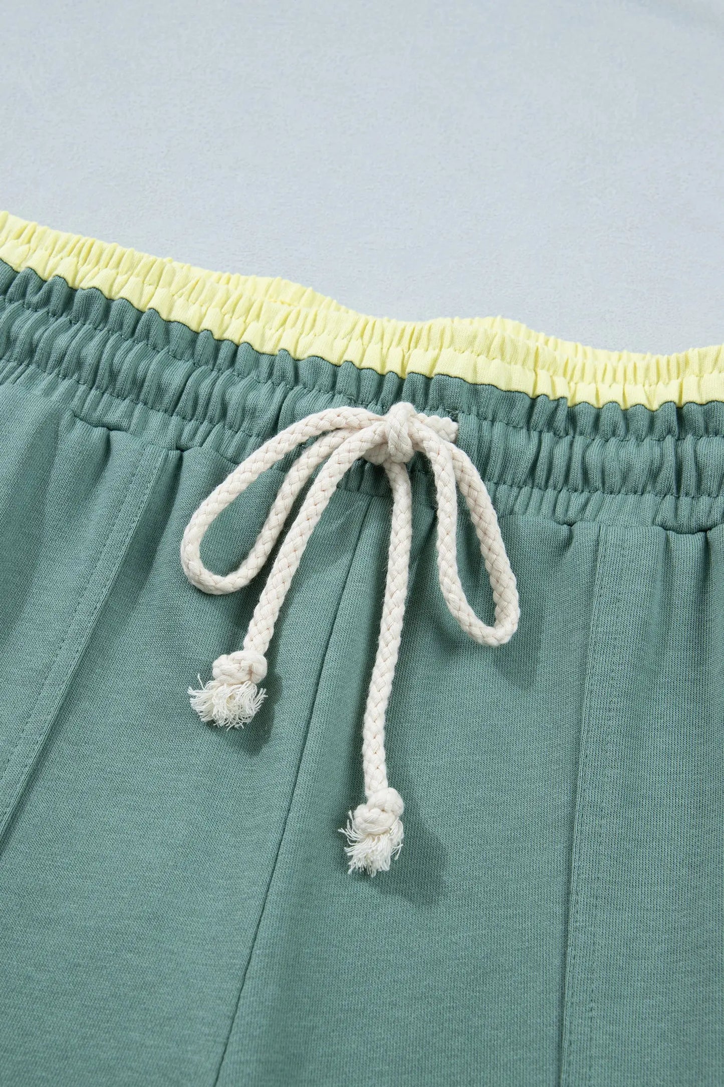 Grapefruit Orange Color Block Flower Patchwork Drawstring Contrasted Elastic Waist Wide Leg Pants