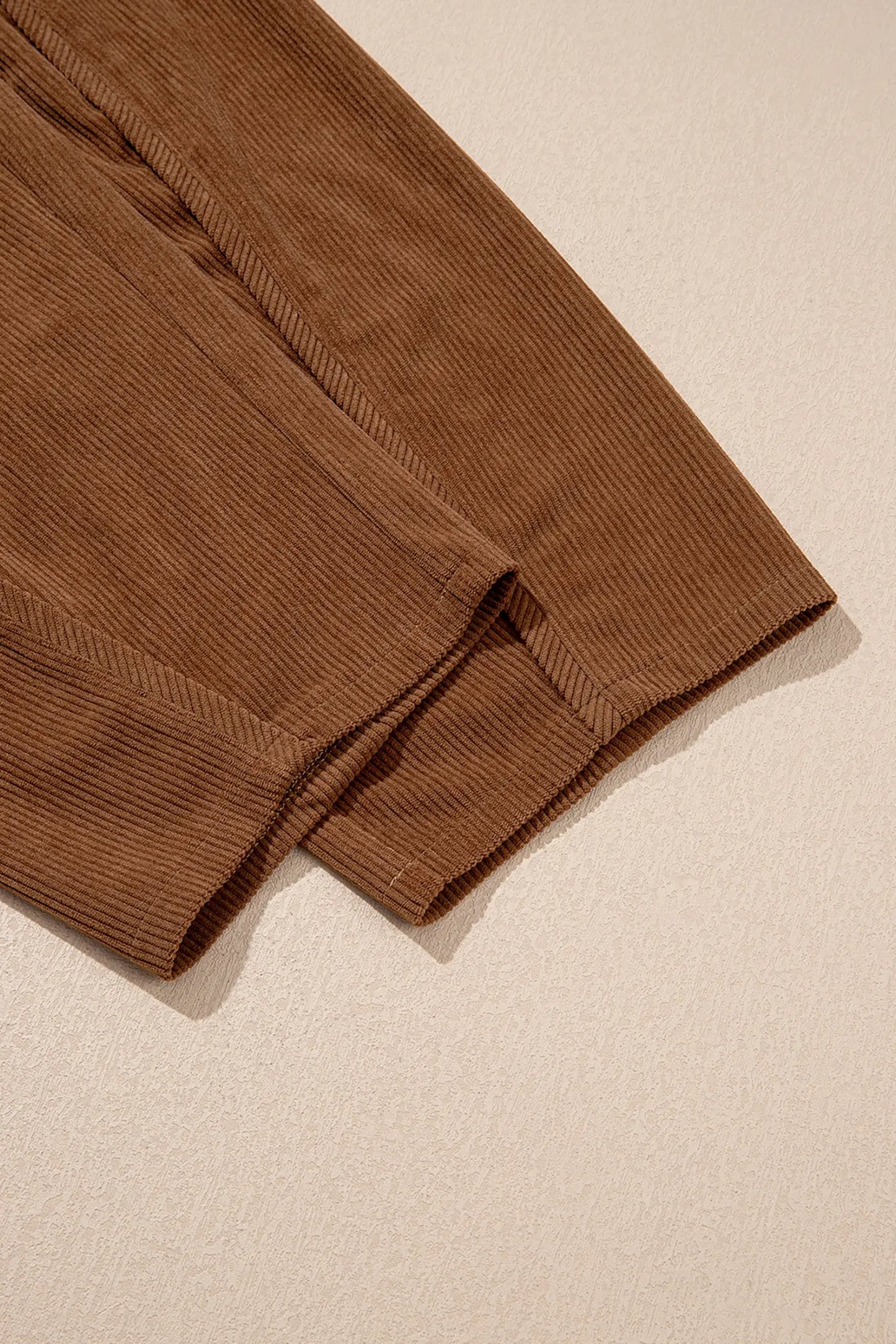 Coffee Corduroy Elastic Waist Drawstring Cargo Pants