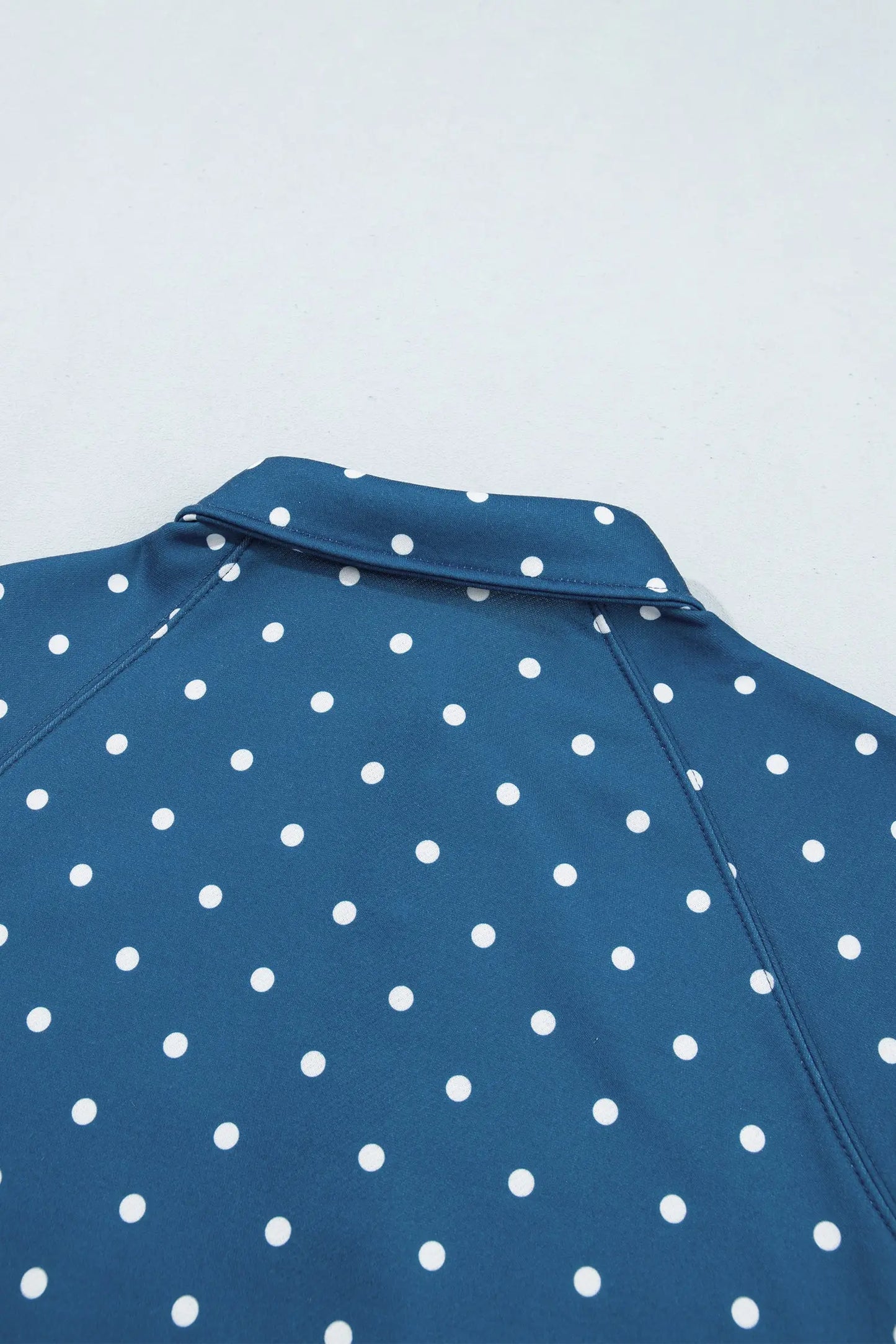 Pink Polka Dot Print Metal Button Collar Casual Pullover Sweatshirt