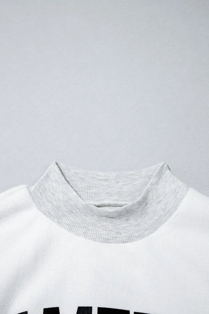 Light Grey High Neck GAMEDAY/ FOOTBALL Double Side Printed Reversible Sweatshirt