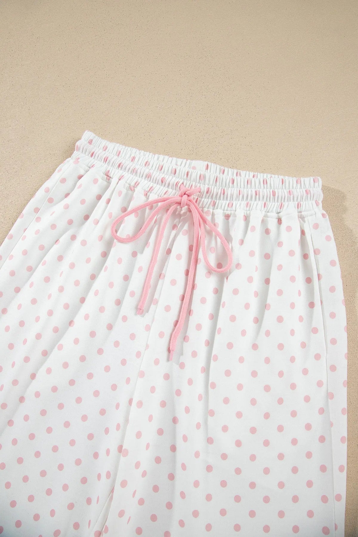 Pink Polka Dot Patchwork Colorblock Long Sleeve Casual Two Piece Pants Set detail view · nz-alt-v1