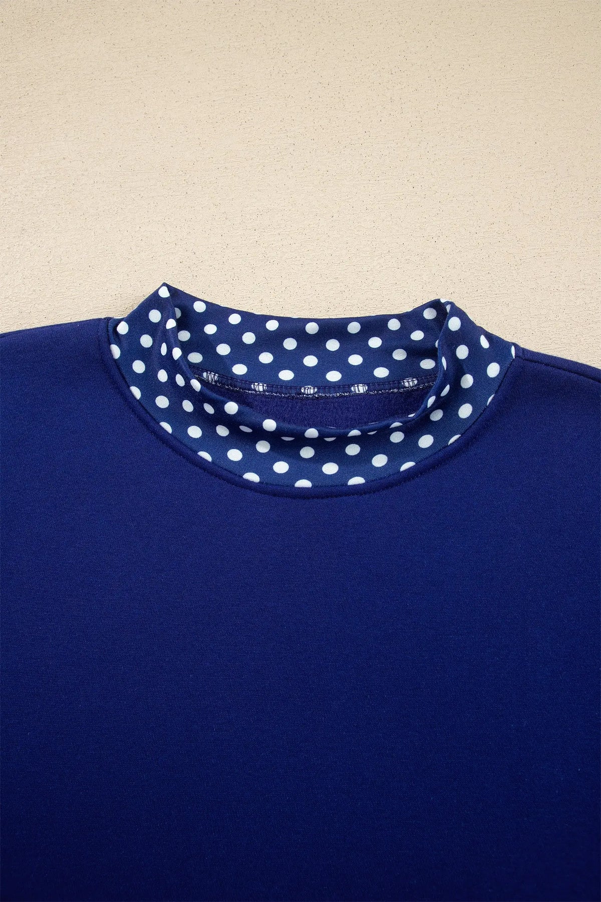 Tillandsia Purple Colorblock Polka Dot Contrast Trim Oversized Sweatshirt