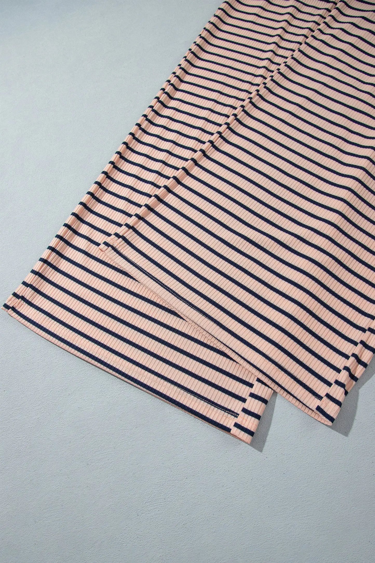 Pink Stripe Striped Colorblock V Neck Long Sleeve Plus Size Set