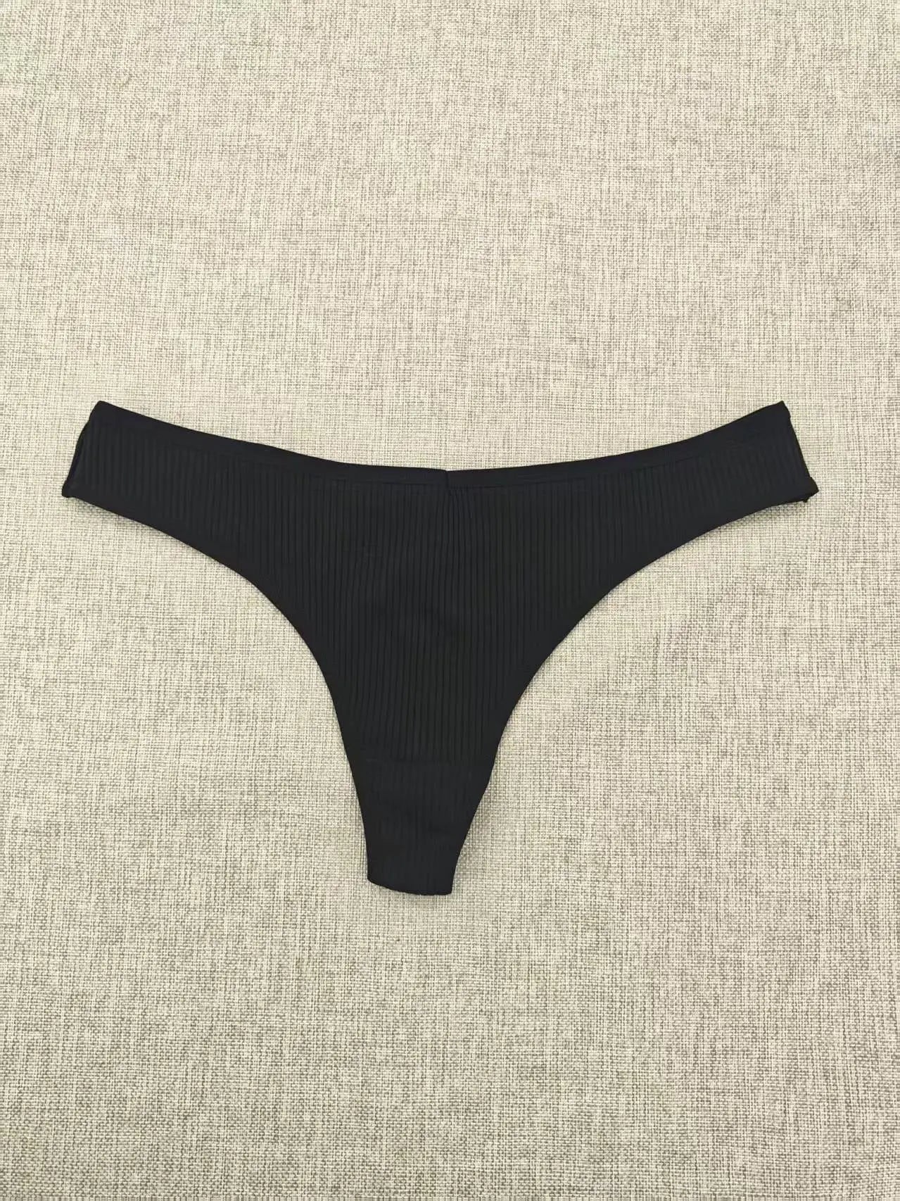 Black stretch cotton thong Nataliz