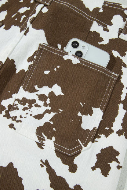 Brown Abstract Pattern Regular Fit Full-Length Western Style Jeans