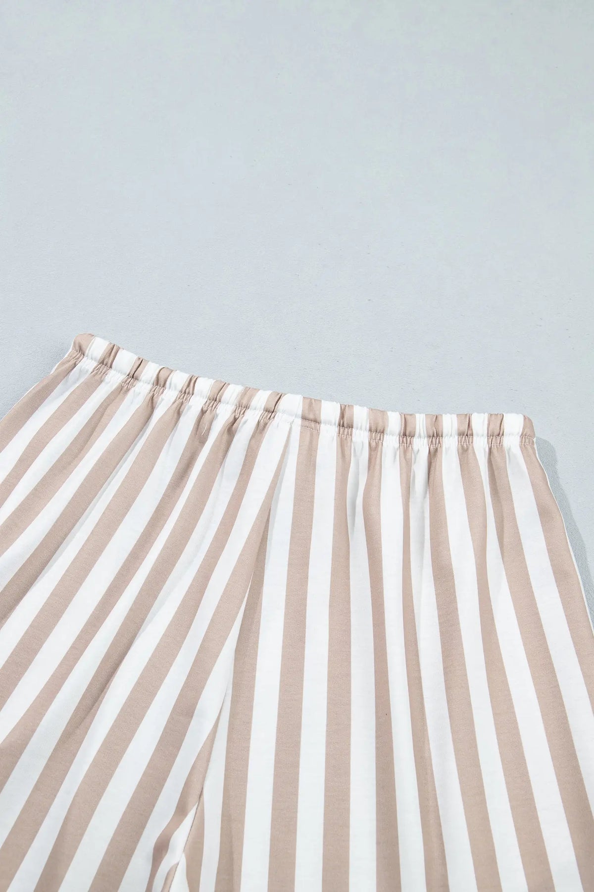 Striped Color Block Pullover Top Drawstring Shorts Set