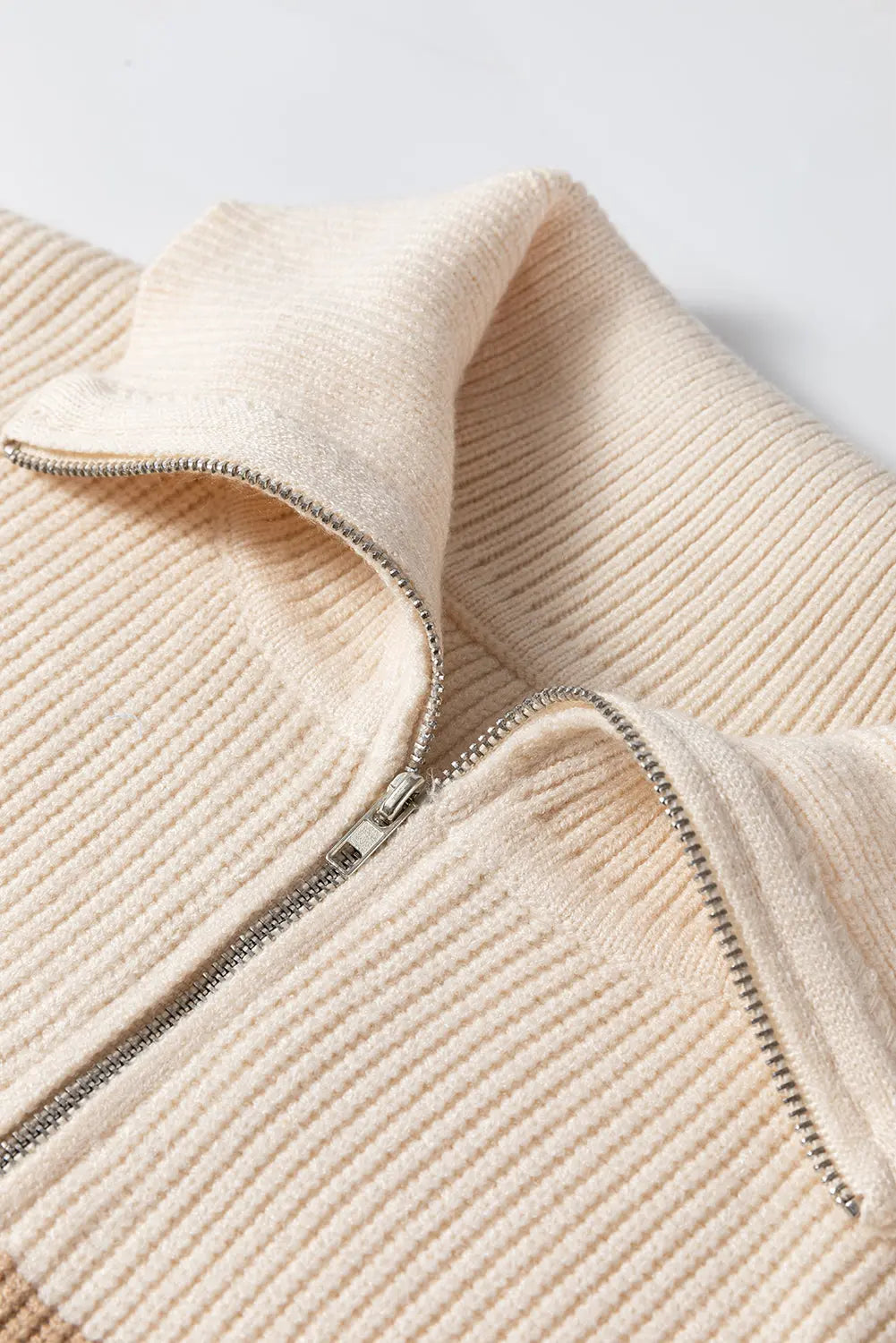 Chicory Coffee Ribbed Half Zip Collared Sweater Vest