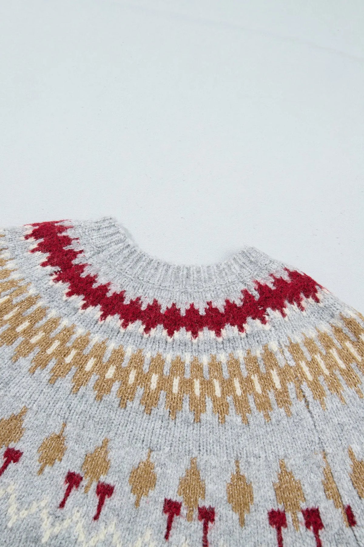 Gray Geometric Detail Round Neck Winter Sweater detail view · nz-alt-v1