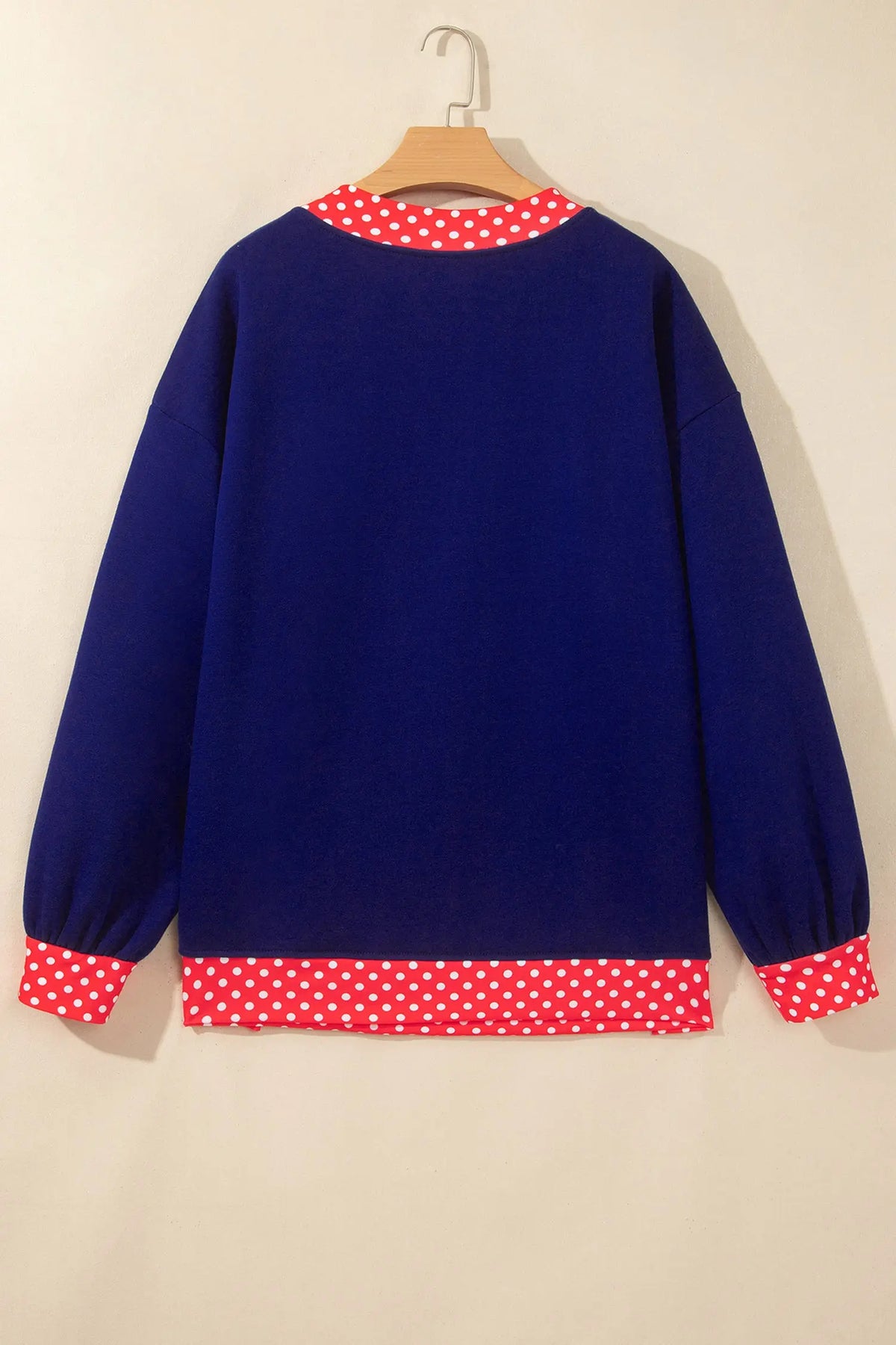 Tillandsia Purple Colorblock Polka Dot Contrast Trim Oversized Sweatshirt