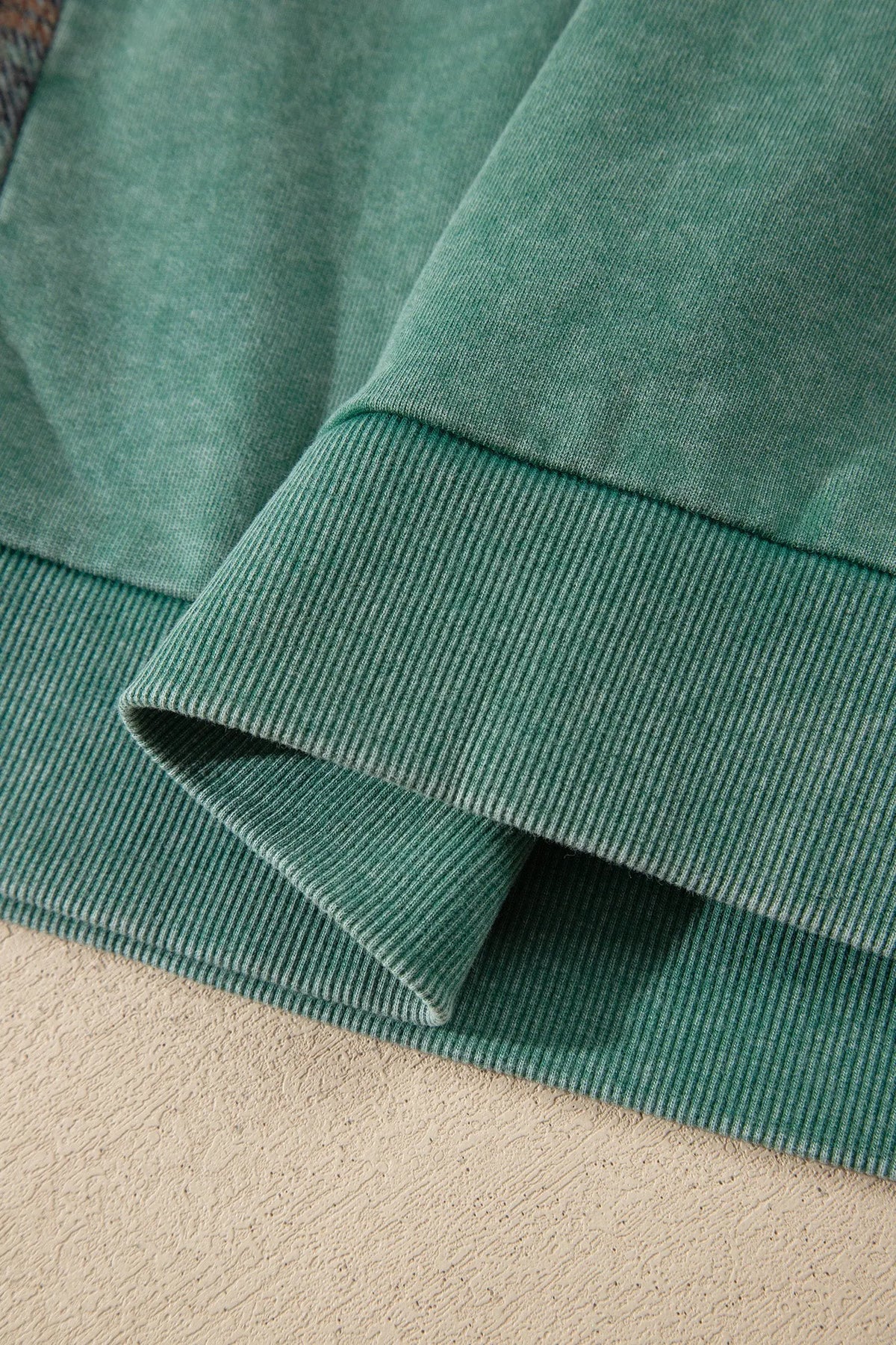 Smoke Green Plaid Colorblock Hoodie detail view · nz-alt-v1