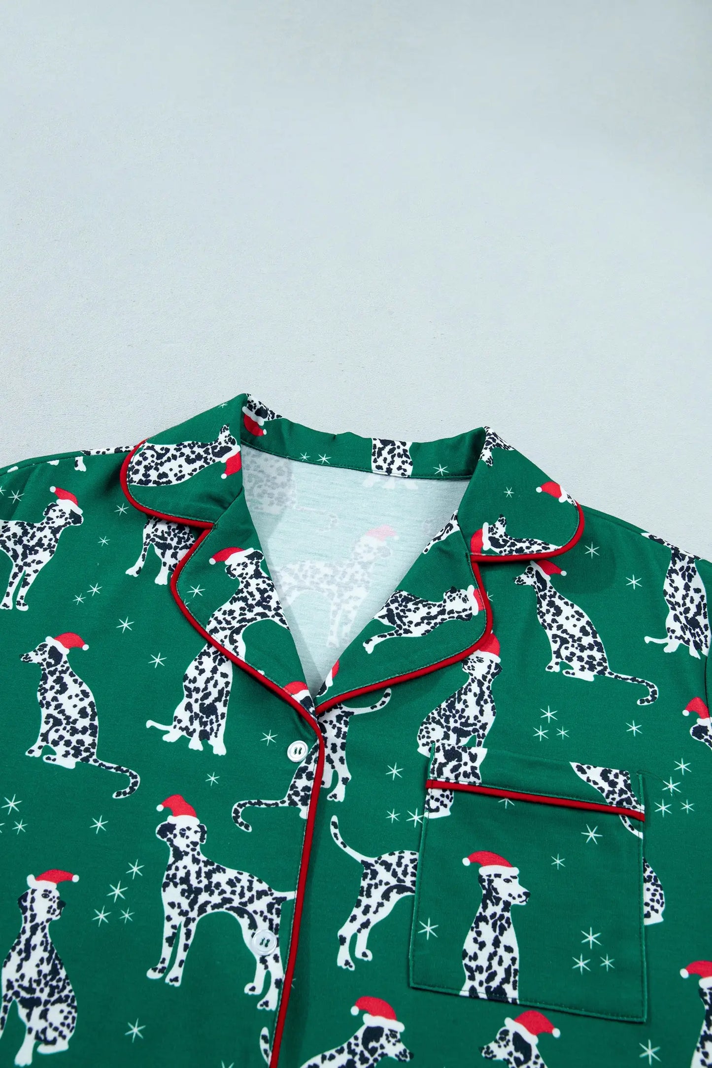 Green Long Sleeve Dog Print Two Piece Shift Lounge Set