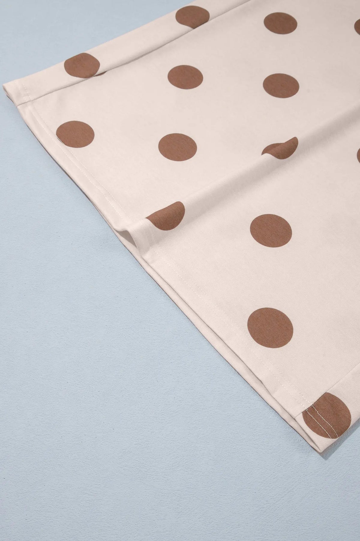 Brown Polka Dot Elastic Waist Wide Leg Plus Size Pants
