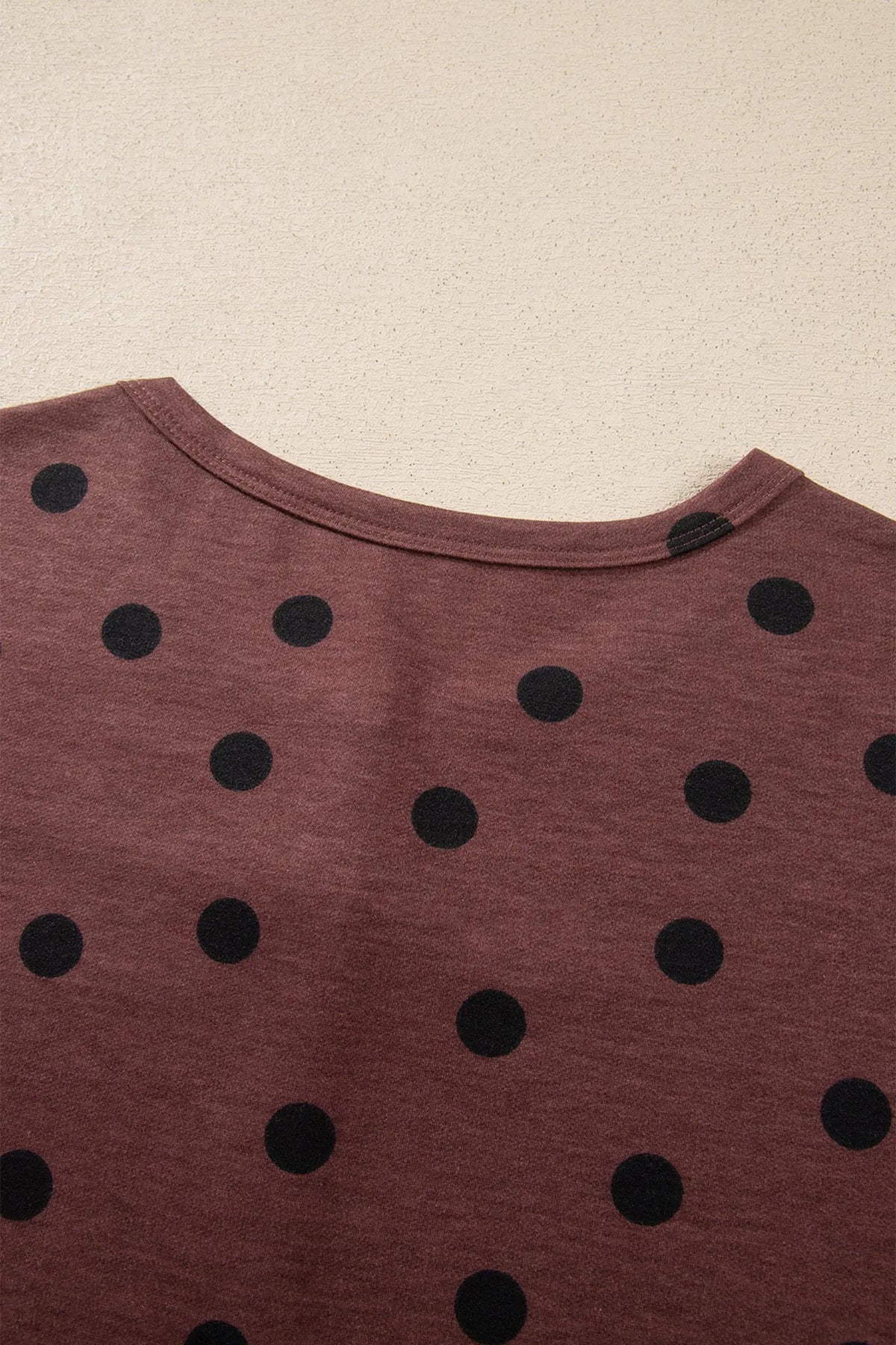 Brown Polka Dot Button Front Long Sleeve Casual Shirt