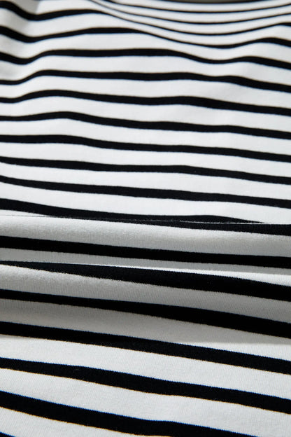 White Stripe Striped Colorblock V Neck Long Sleeve Shift Plus Size Blouse