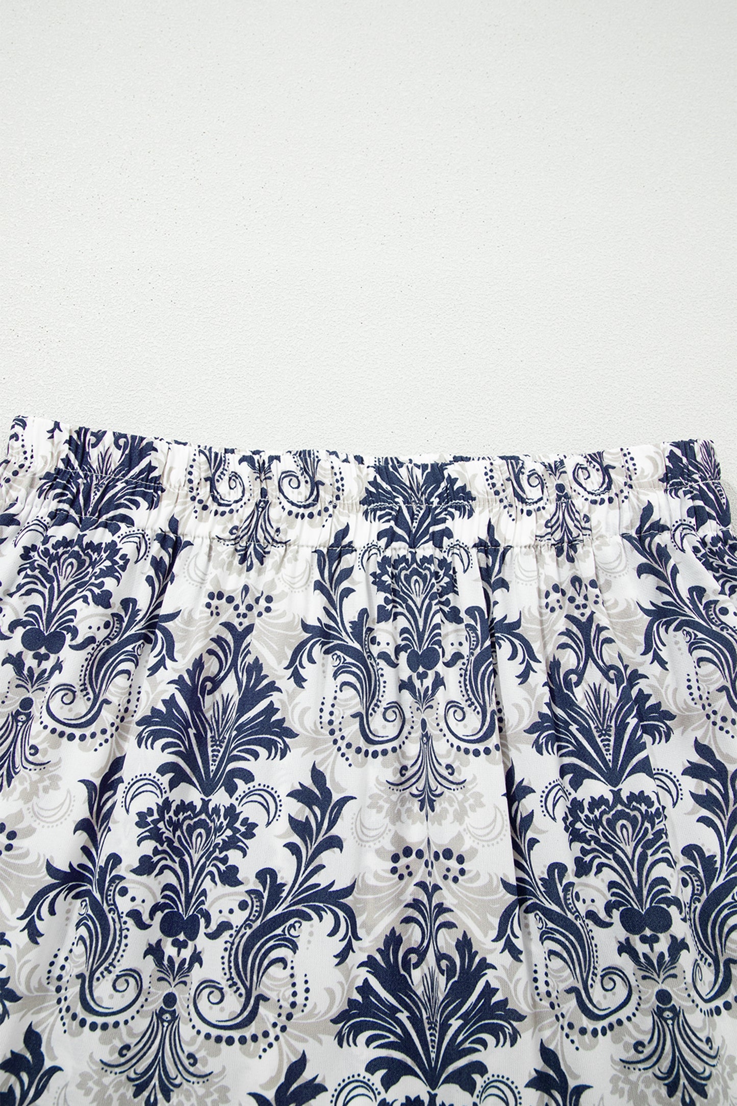 Blue Bohemian Floral Print Tiered Maxi Skirt with Split