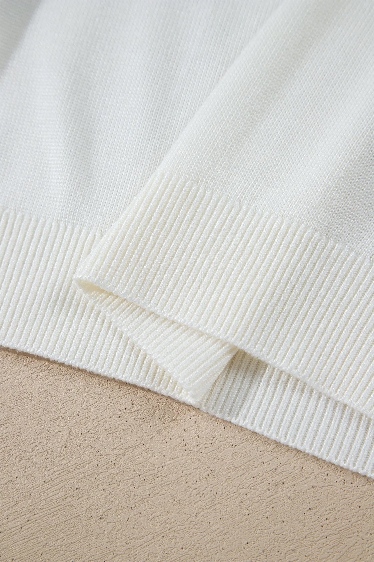 White Western Floral Print Short Sleeve Square Collar Knit Sweater