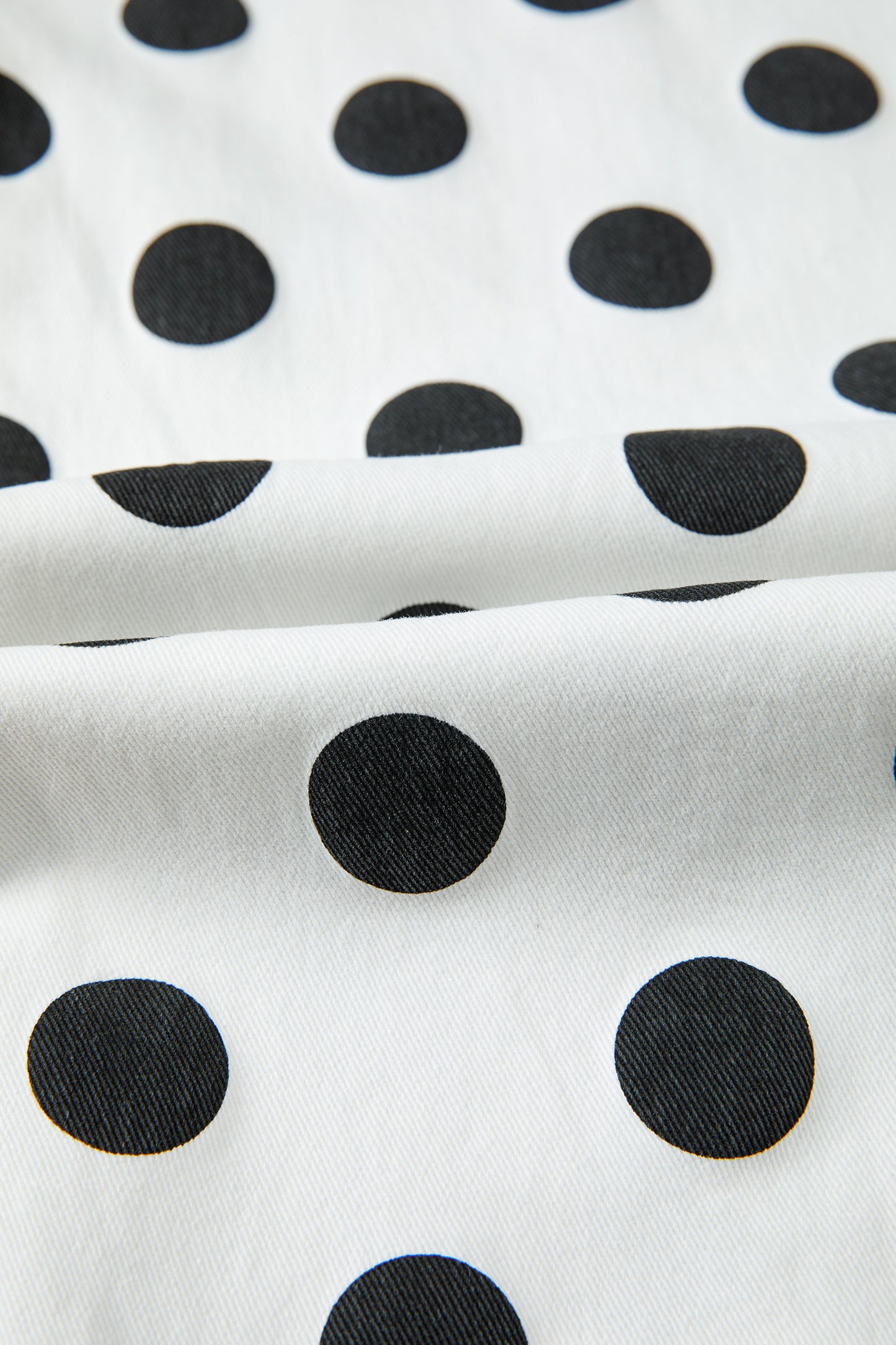 Sky Blue Polka Dot Print Bow Detail Pocketed Jeans