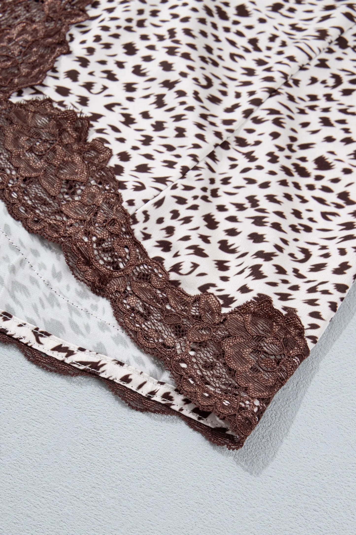 Brown Cheetah Print Trim Split Long Western Skirt
