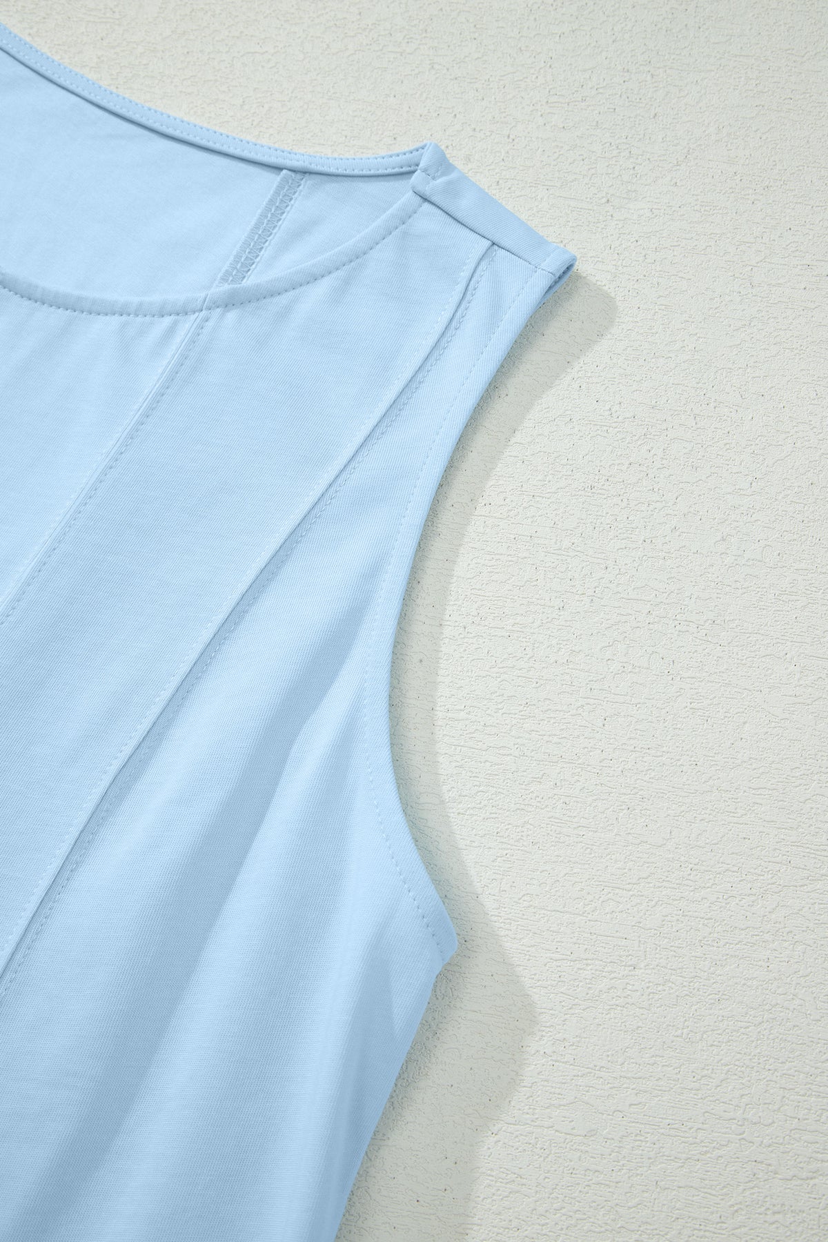 Cotton Stitched Detail Loose Tank Top 2pcs Short Set