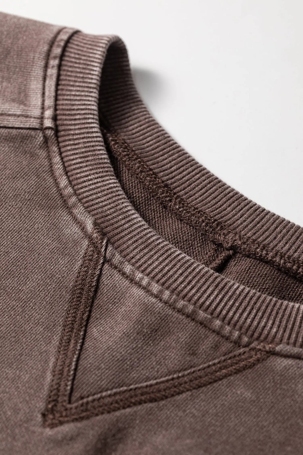 Dark Brown 3/4 Sleeve Mineral Wash Loose Cotton Top