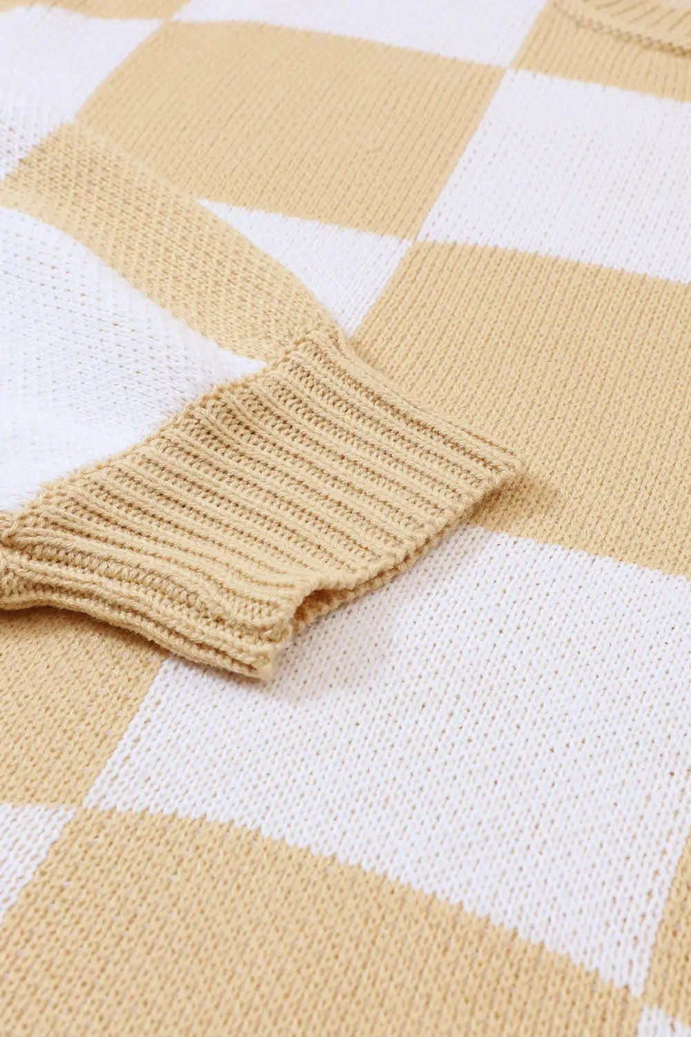 Black Checkered Bishop Sleeve Sweater