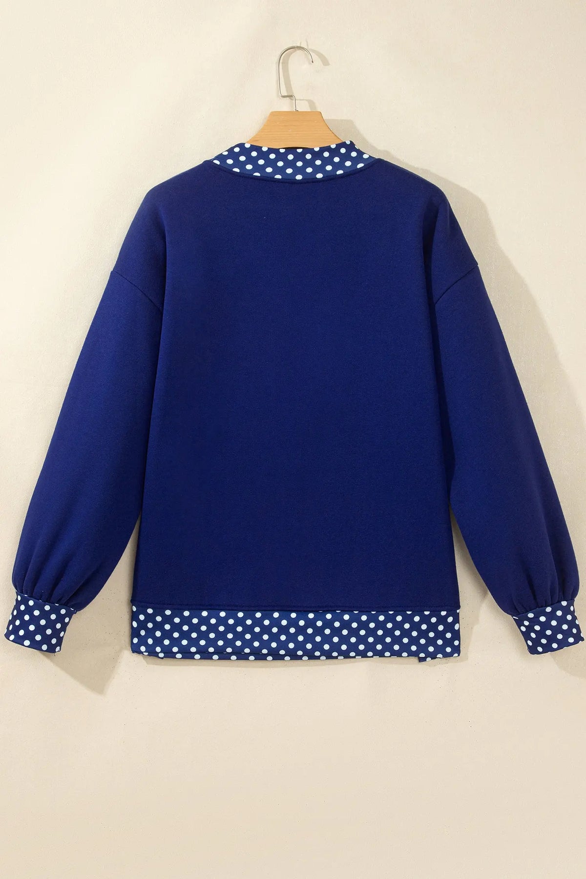Tillandsia Purple Colorblock Polka Dot Contrast Trim Oversized Sweatshirt