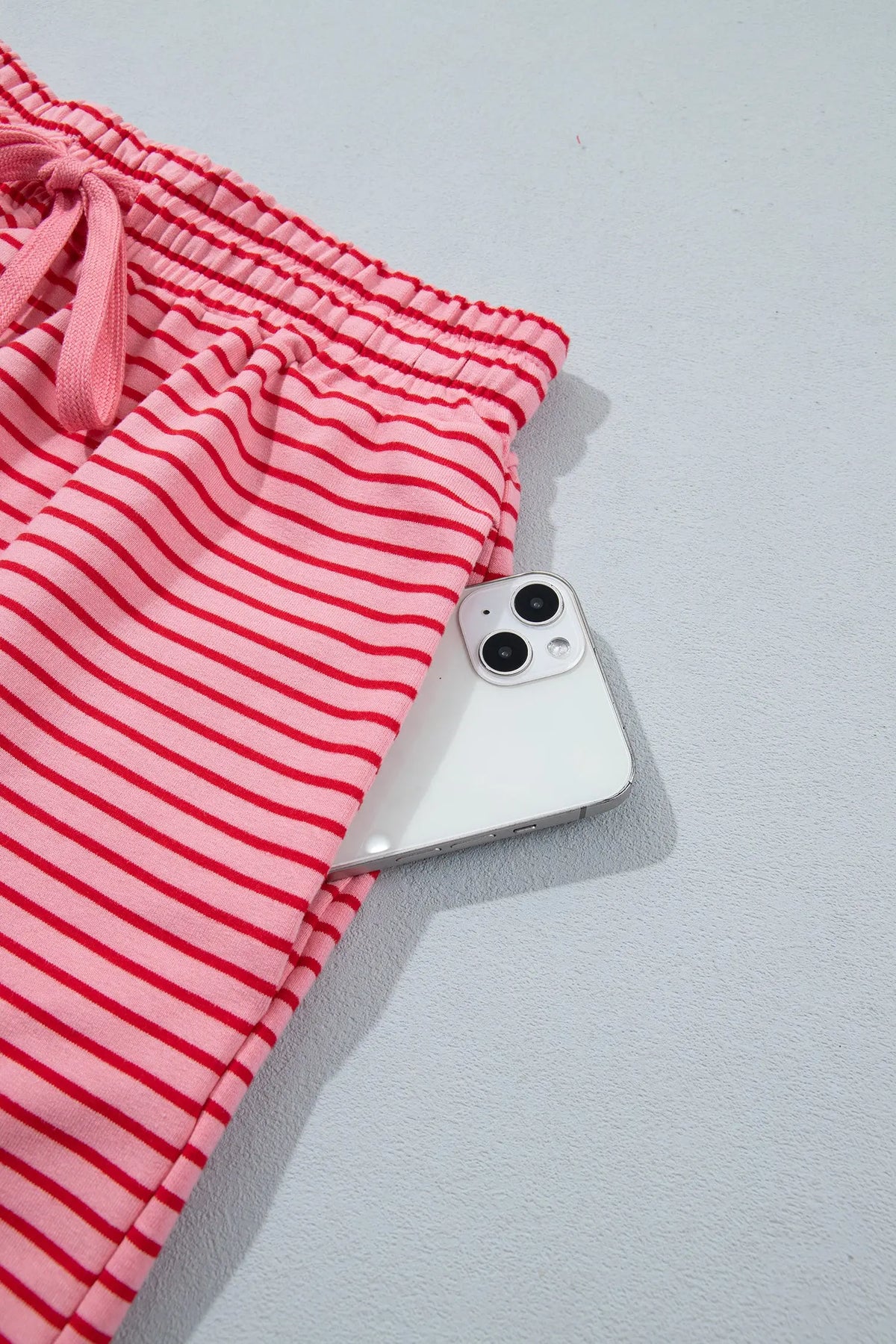 Pink Stripe Ribbed Patchwork Mock Neck Baggy Pullover Matching Shorts Set