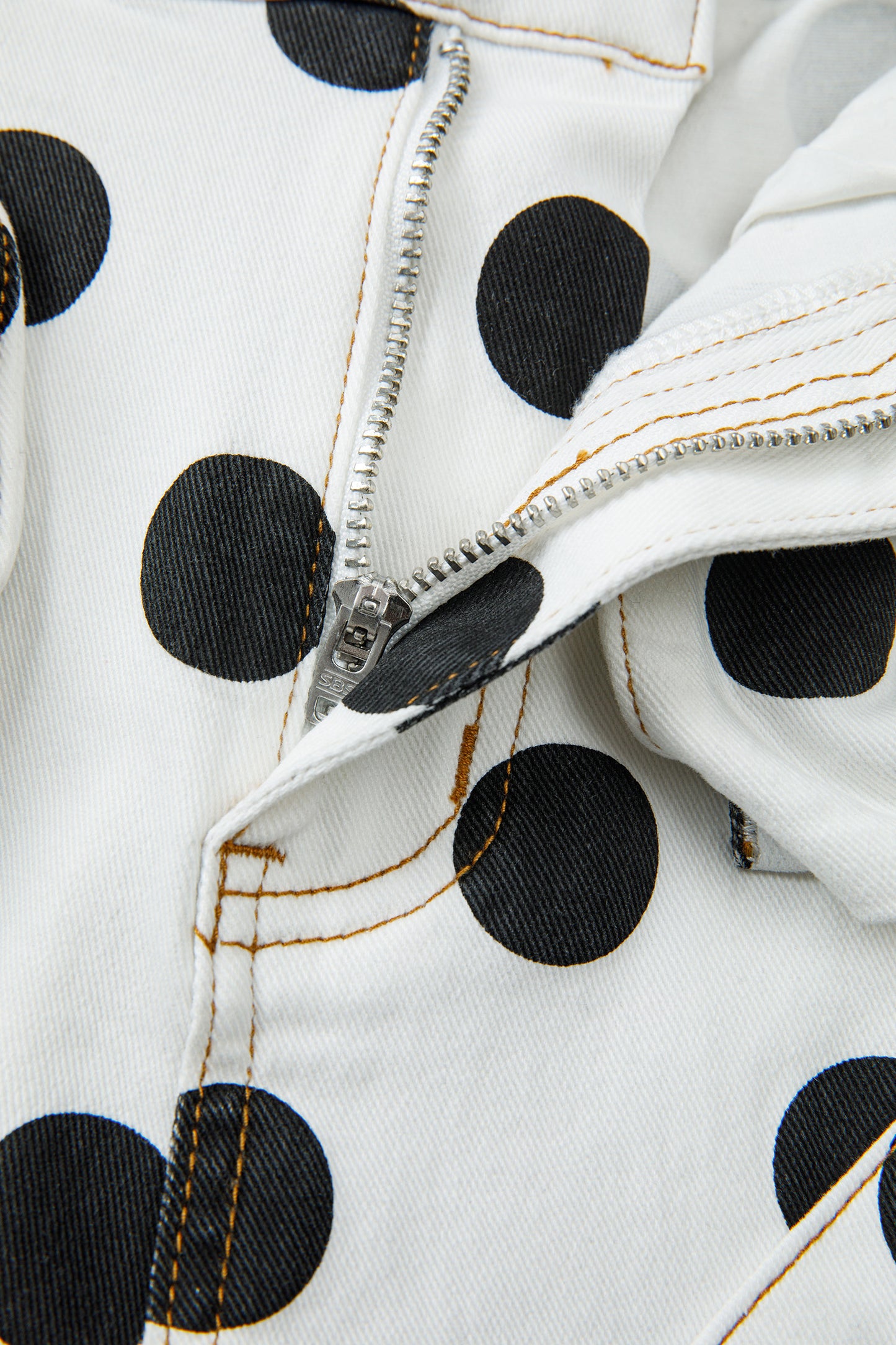 Sky Blue Polka Dot Print Bow Detail Pocketed Jeans