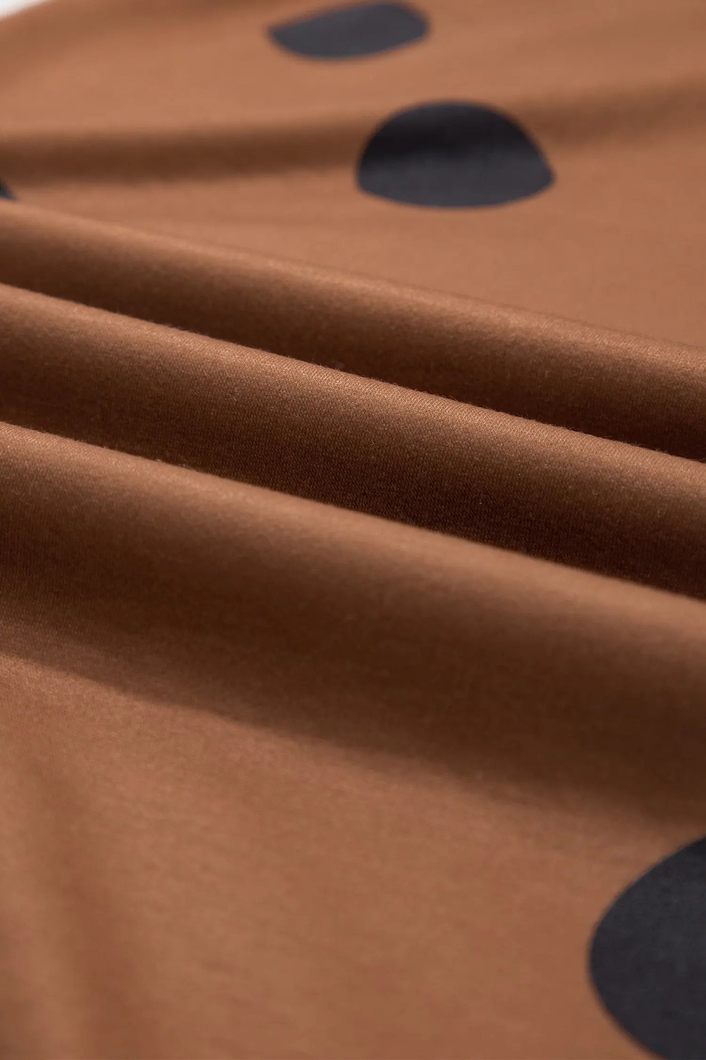 Brown Polka Dot Wide Leg Elastic Waist Casual Pants