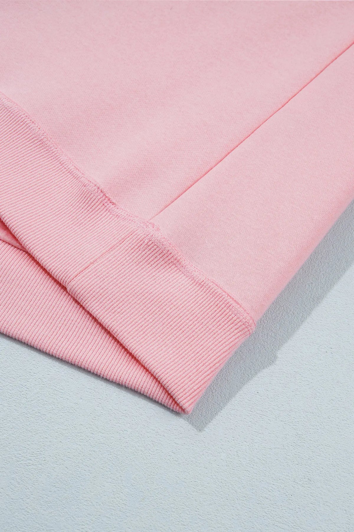 Light Pink High Neck Exposed Seam Drop Shoulder Baggy Pullover Short Set