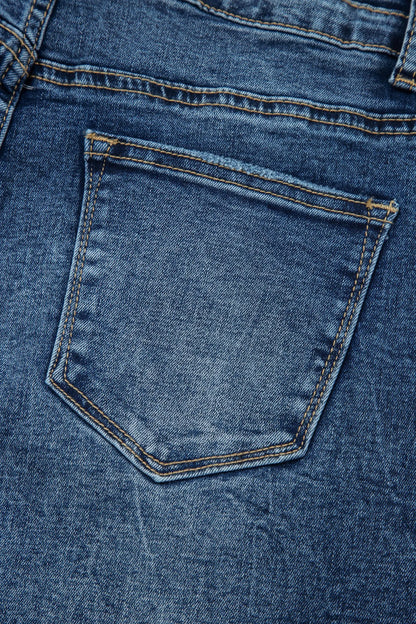 Sail Blue Acid Wash Pocket Detail Flare Jeans