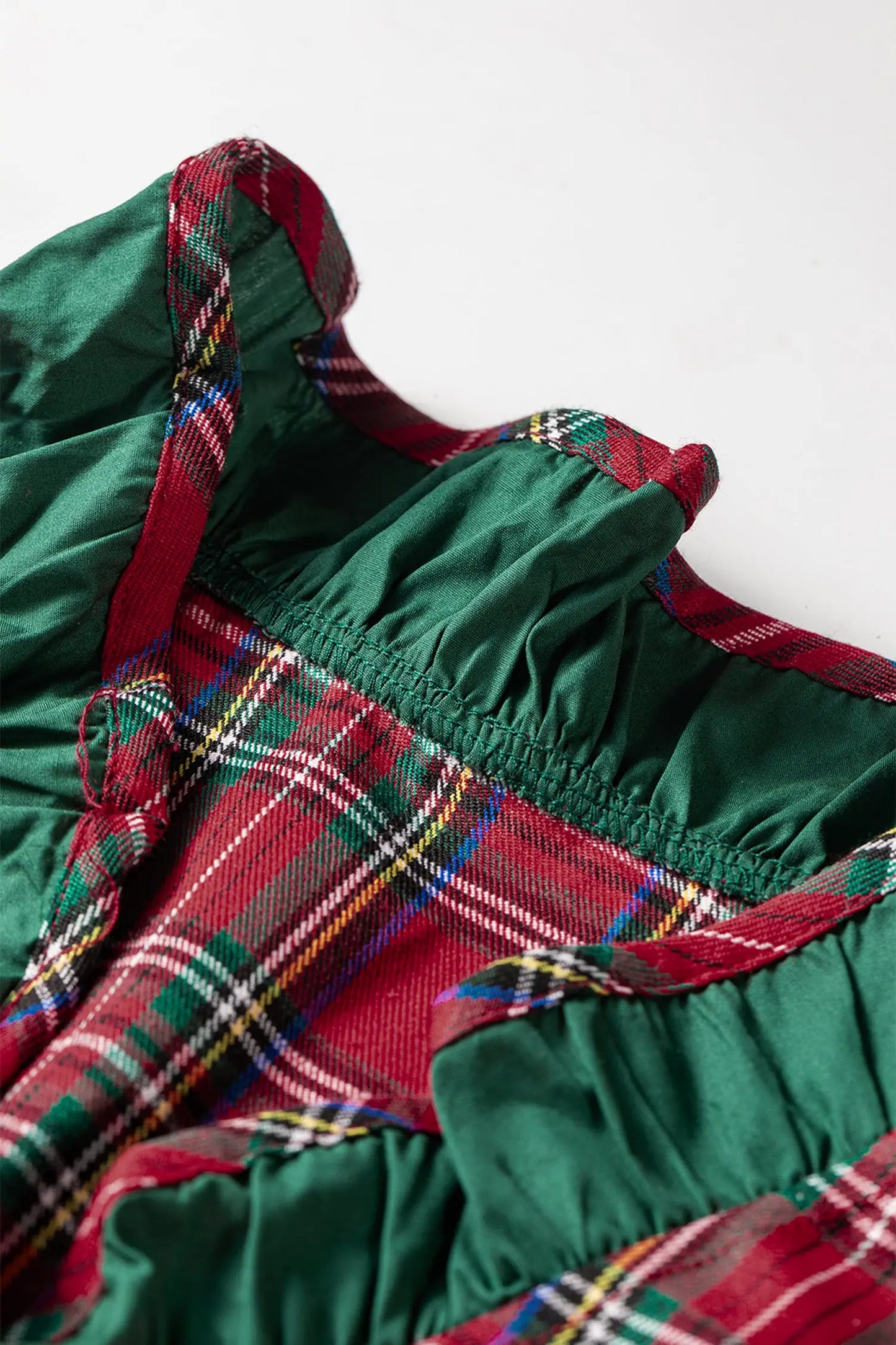 Red Plaid Ruffle Cuff Button Front Pocket Mini Dress